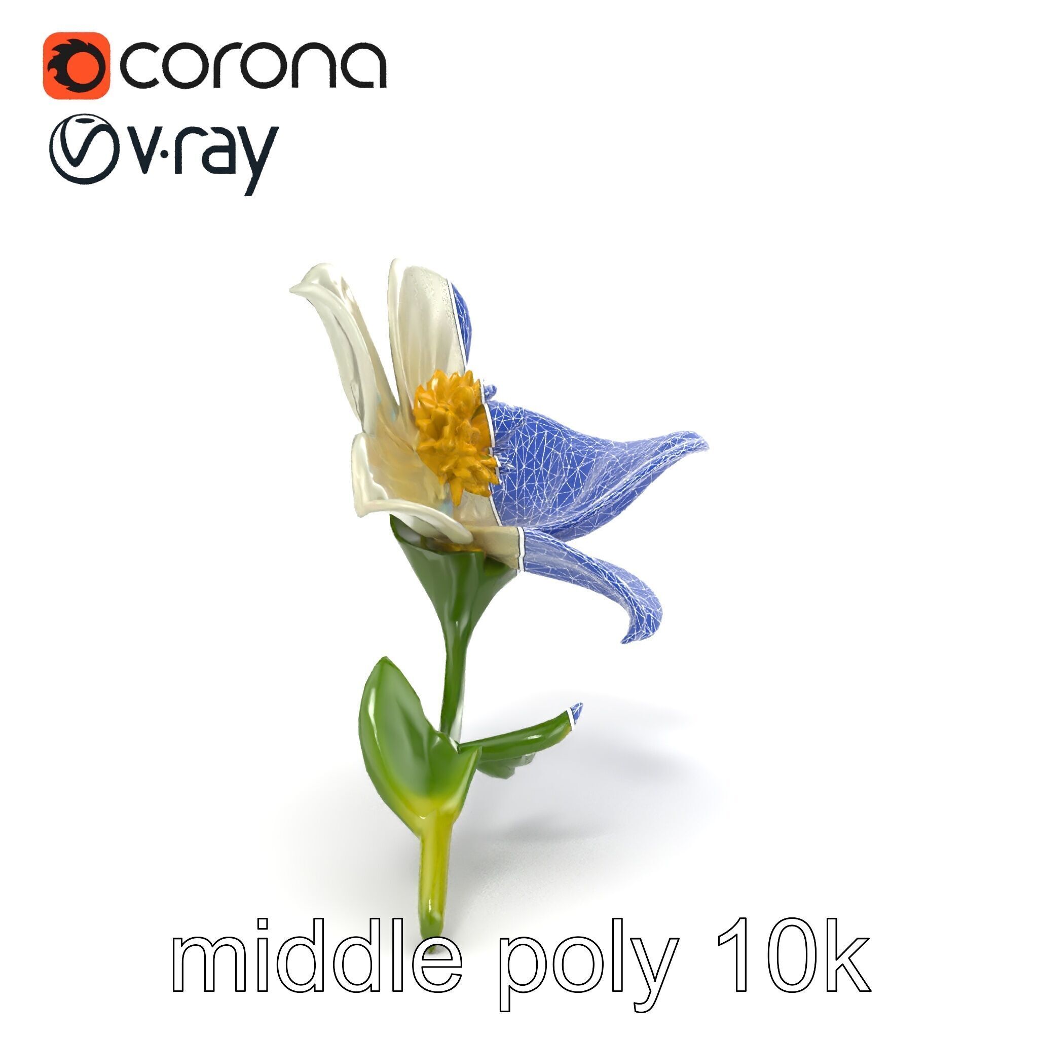 Elegant White Petal Flower 3D Model Pack Low-poly 3D model_21