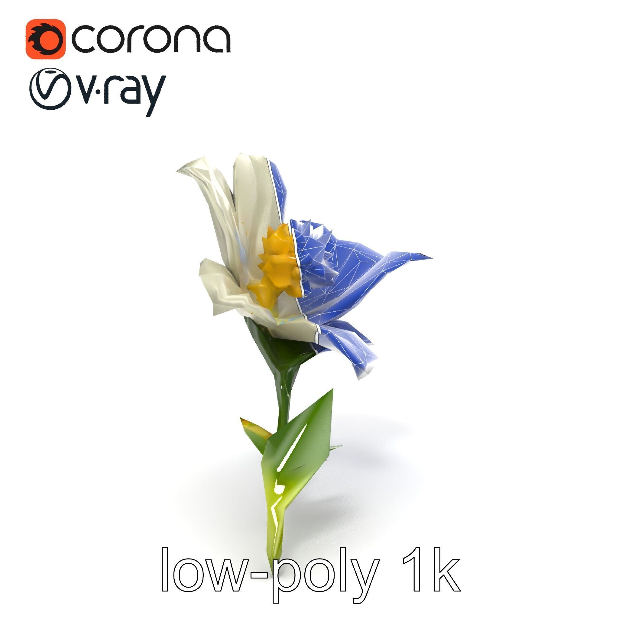 Elegant White Petal Flower 3D Model Pack Low-poly 3D model_32