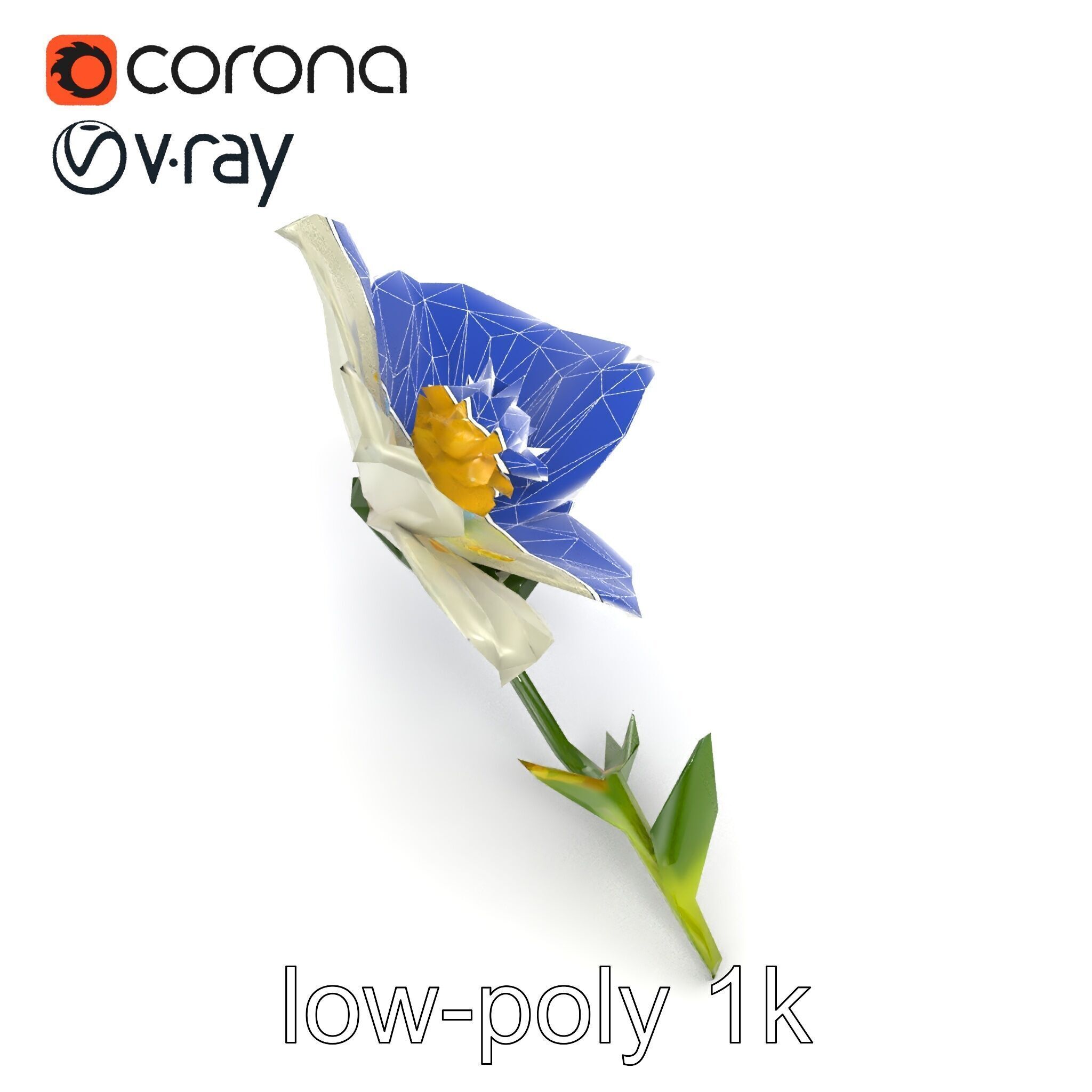 Elegant White Petal Flower 3D Model Pack Low-poly 3D model_30