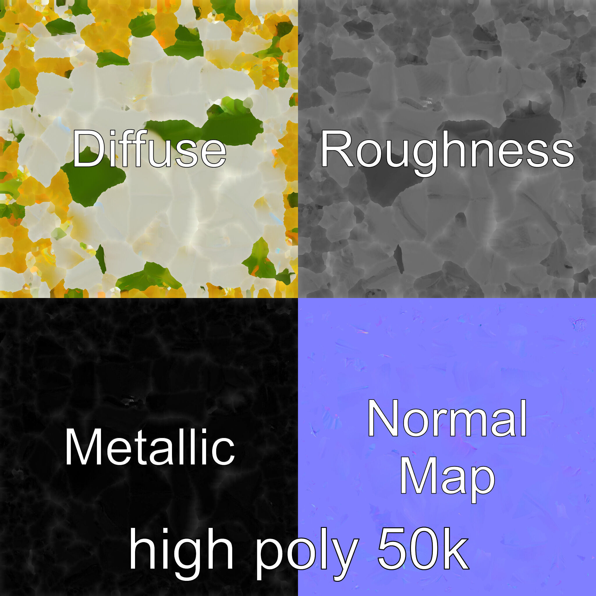 Elegant White Petal Flower 3D Model Pack Low-poly 3D model_3