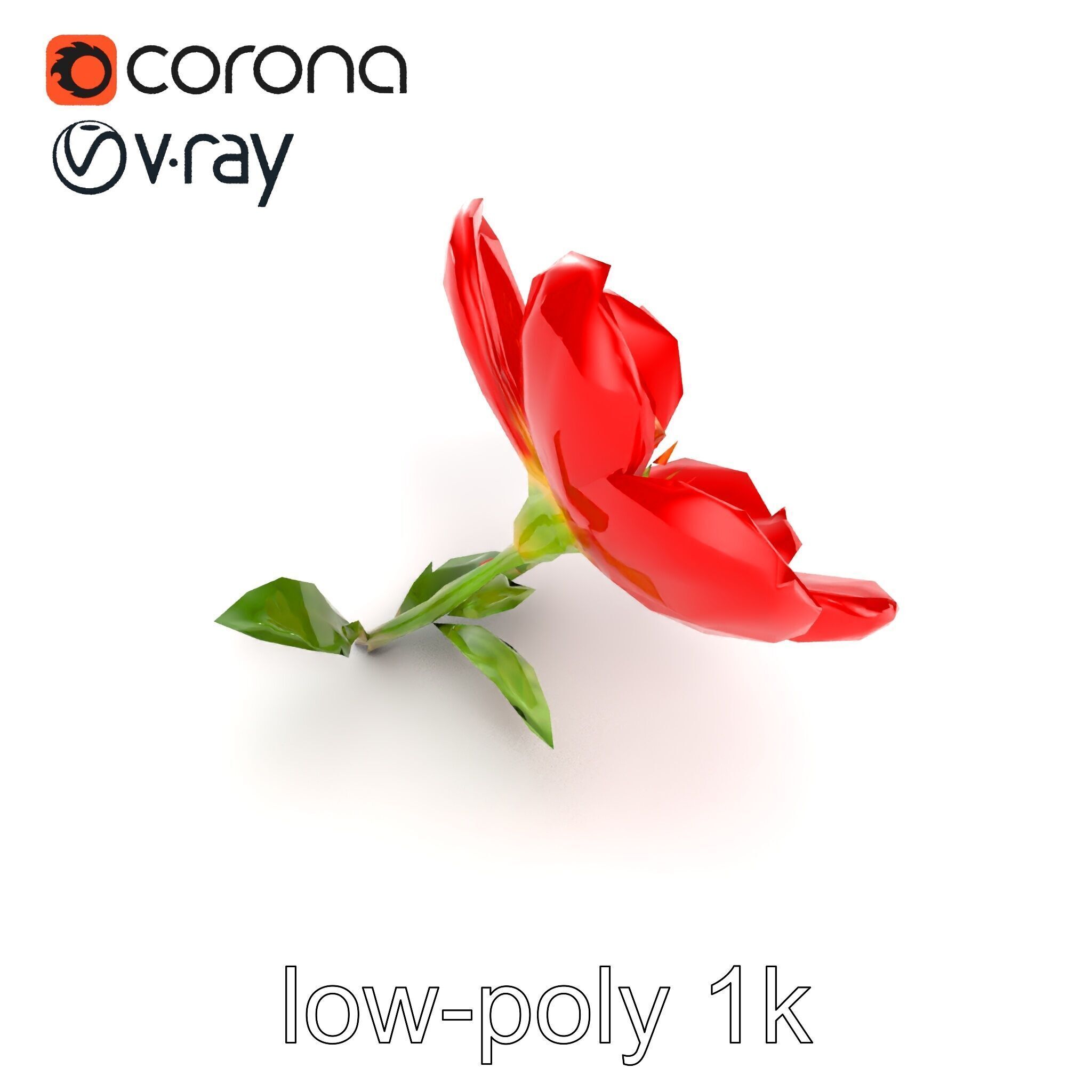 Vivid Red Floral Realistic Model Pack Low-poly 3D model_14