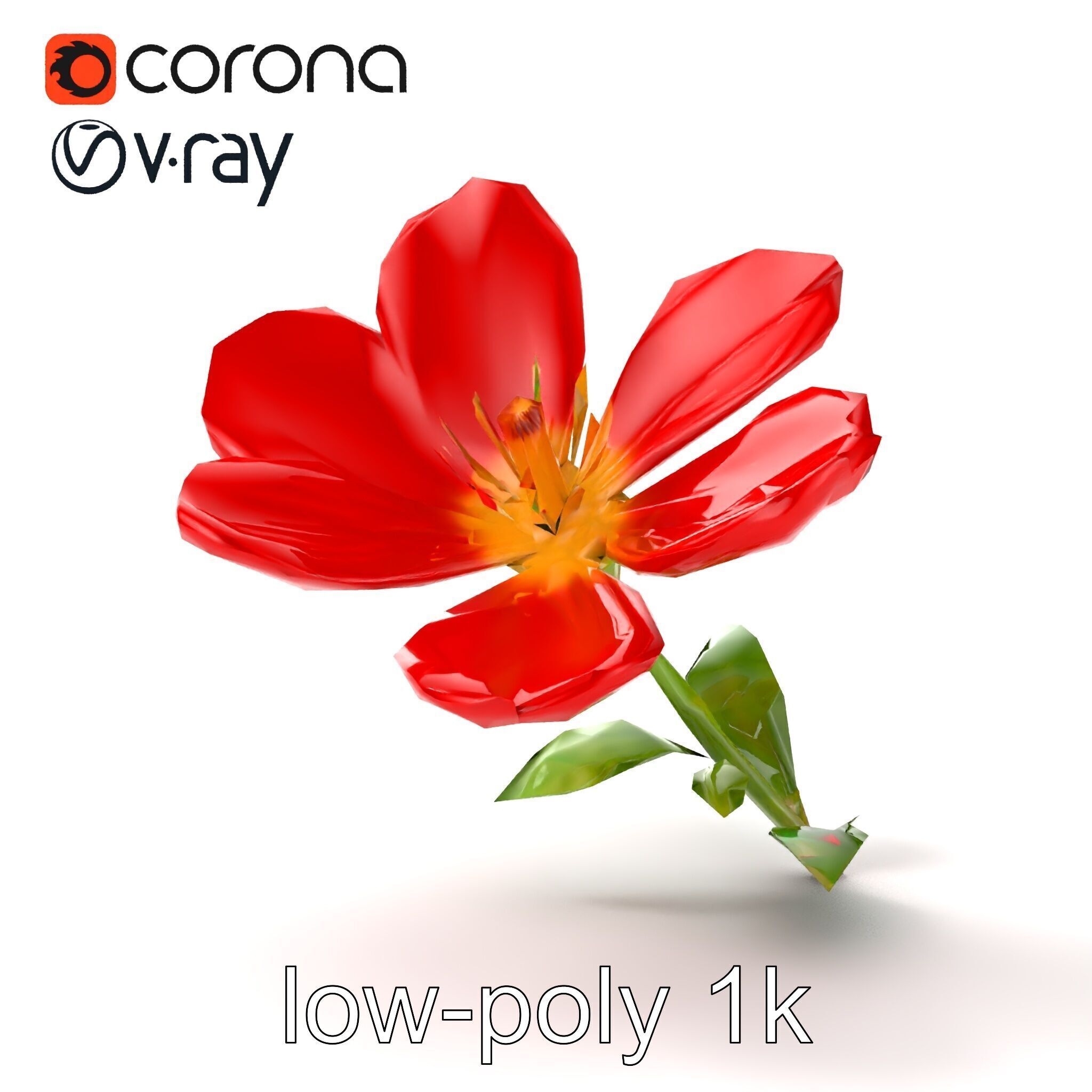 Vivid Red Floral Realistic Model Pack Low-poly 3D model_16