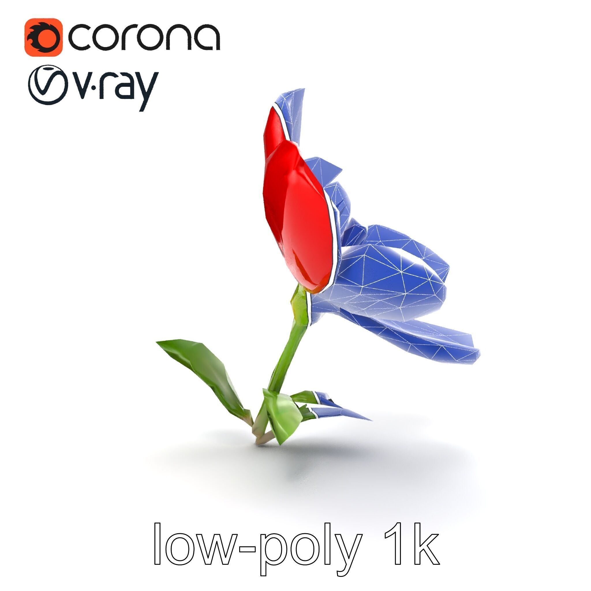 Vivid Red Floral Realistic Model Pack Low-poly 3D model_28