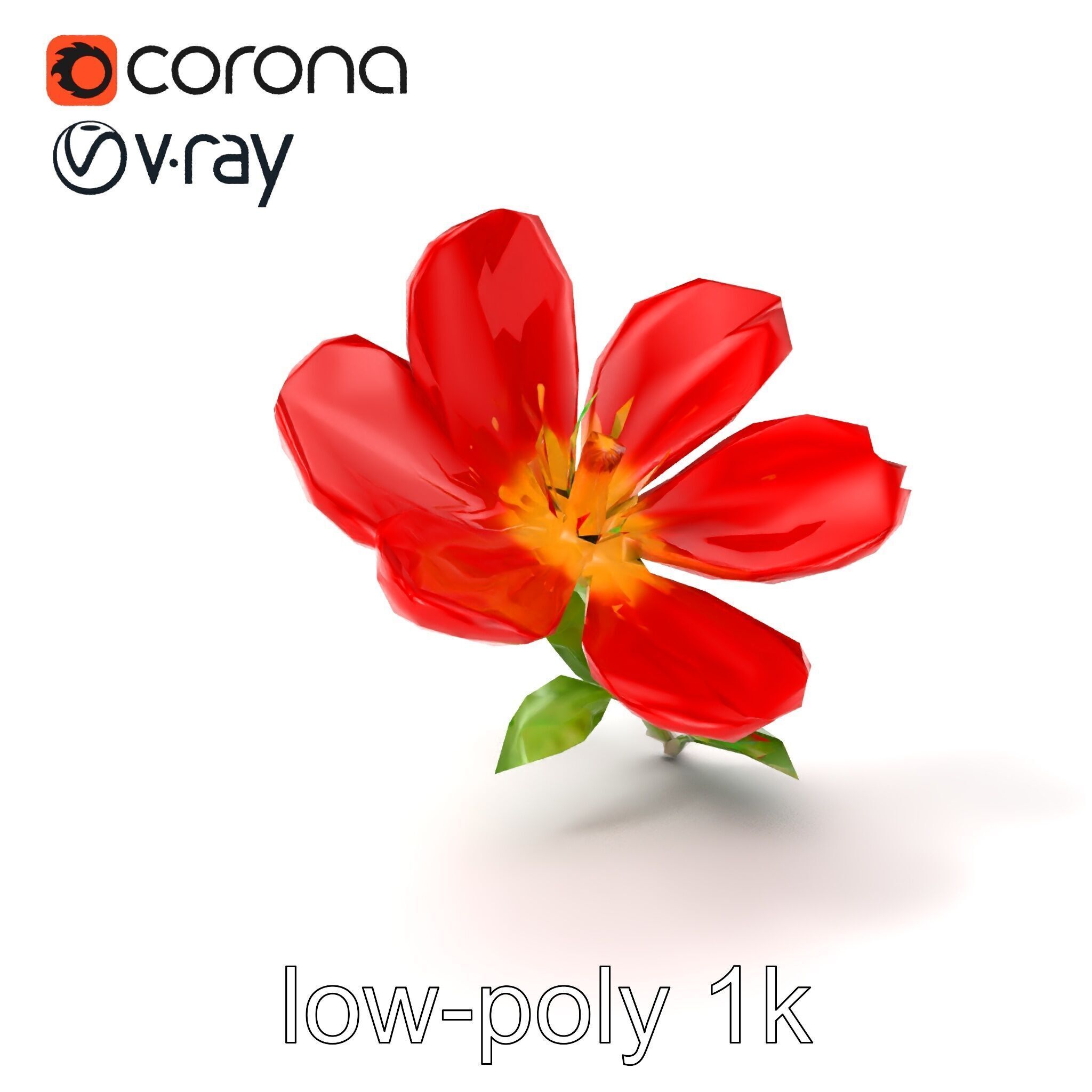 Vivid Red Floral Realistic Model Pack Low-poly 3D model_5