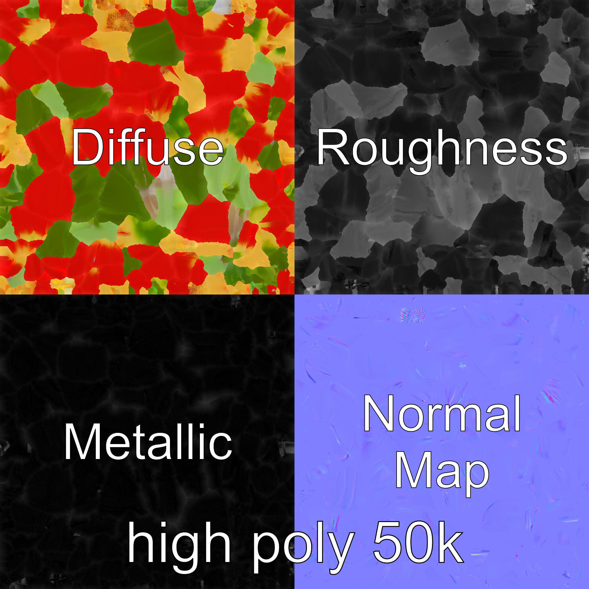 Vivid Red Floral Realistic Model Pack Low-poly 3D model_3