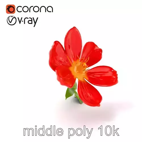 Vivid Red Floral Realistic Model Pack Low-poly 3D model