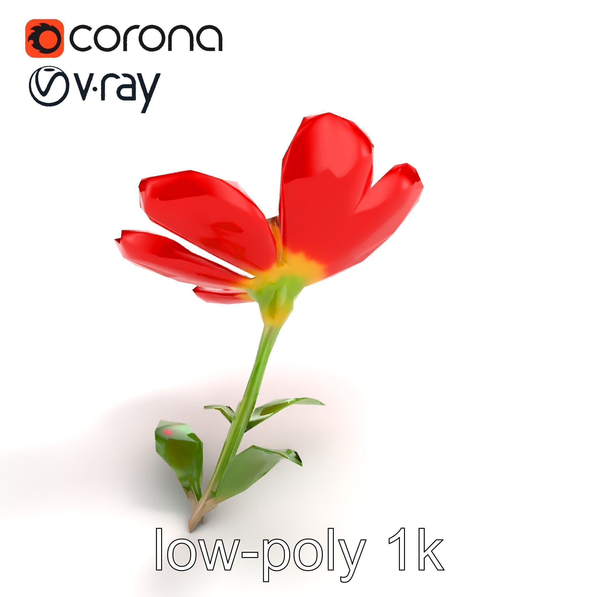 Vivid Red Floral Realistic Model Pack Low-poly 3D model_9