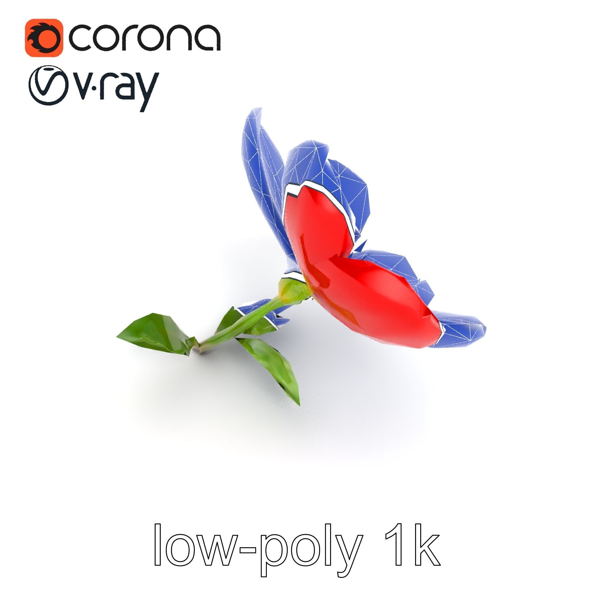 Vivid Red Floral Realistic Model Pack Low-poly 3D model_13