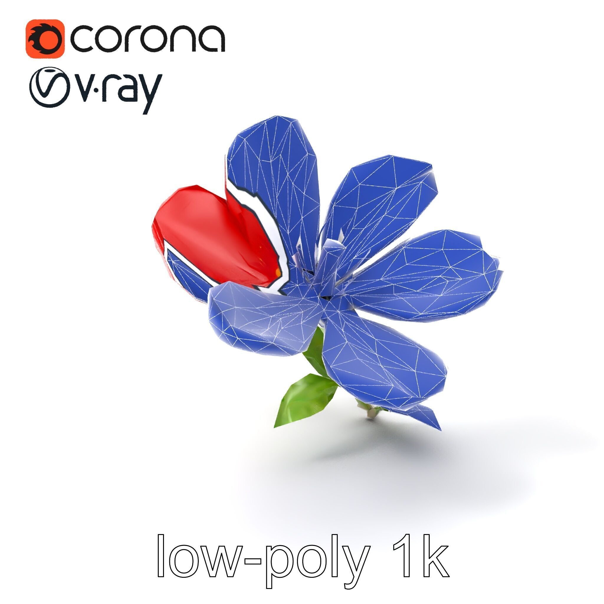 Vivid Red Floral Realistic Model Pack Low-poly 3D model_7