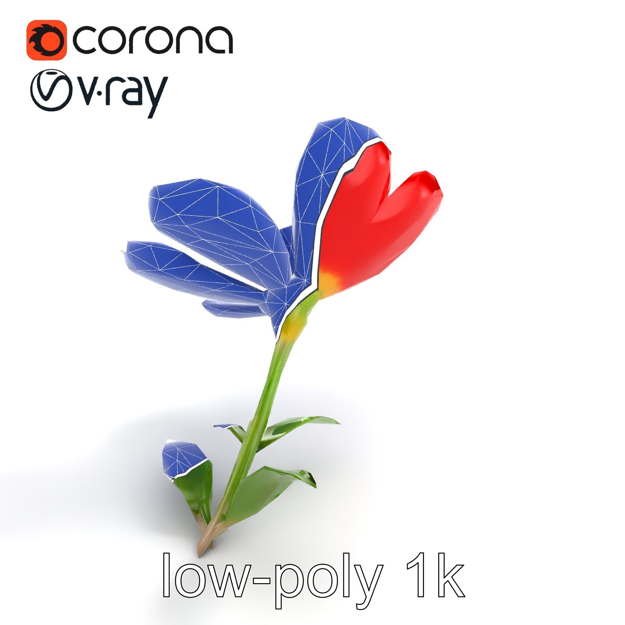 Vivid Red Floral Realistic Model Pack Low-poly 3D model_11