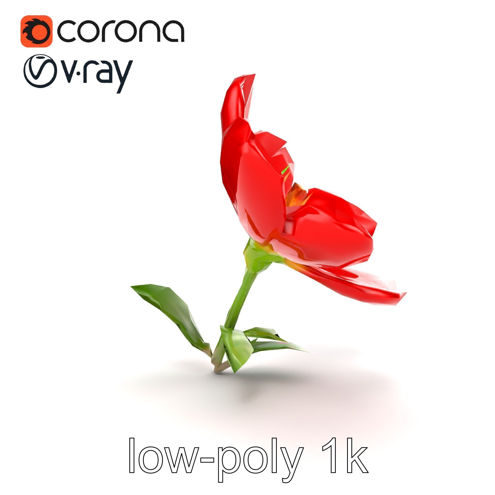 Vivid Red Floral Realistic Model Pack Low-poly 3D model_18