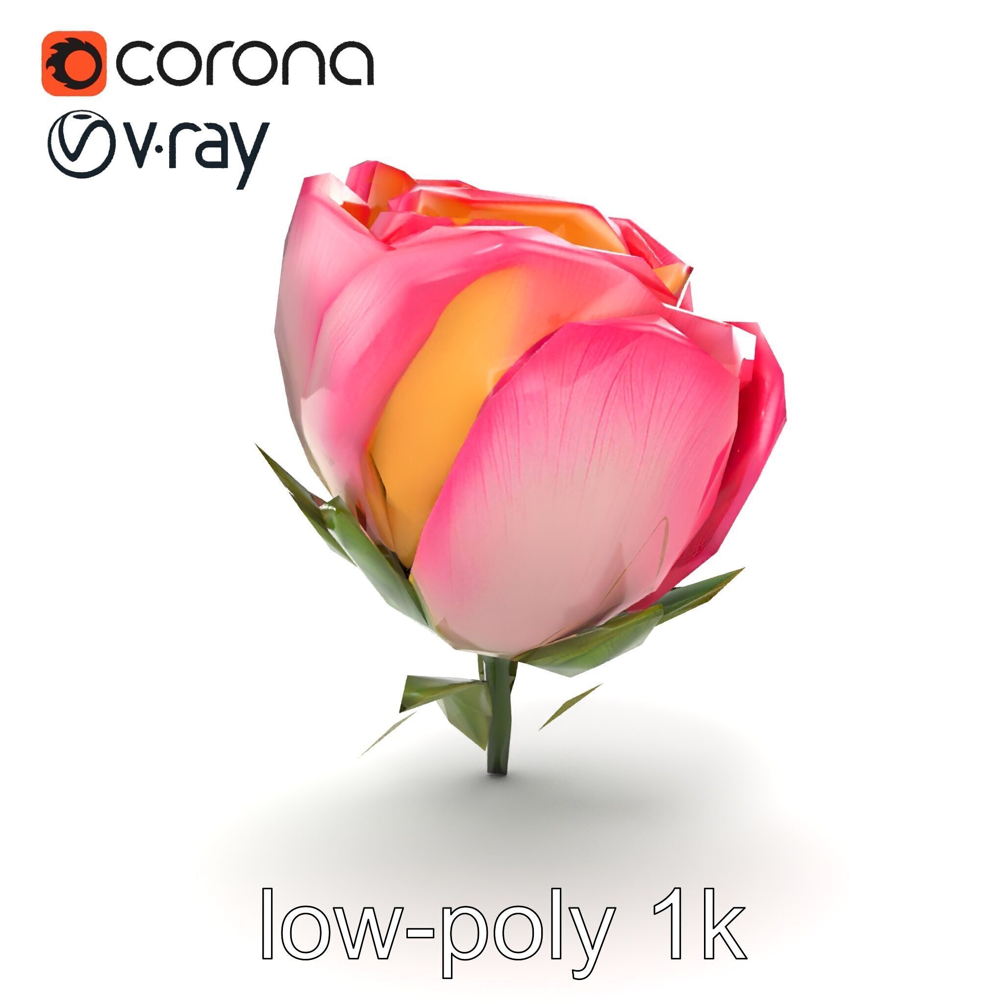 Elegant Gradient Flower 3D Sculpture Model Pack Low-poly 3D model_16