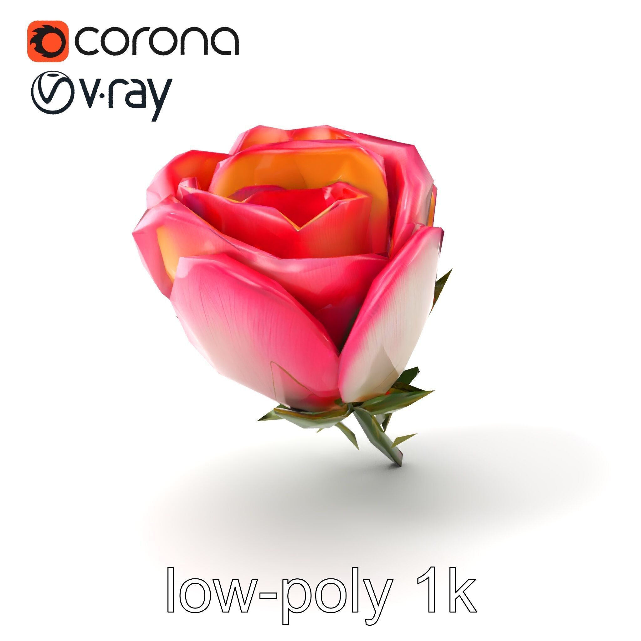 Elegant Gradient Flower 3D Sculpture Model Pack Low-poly 3D model_4