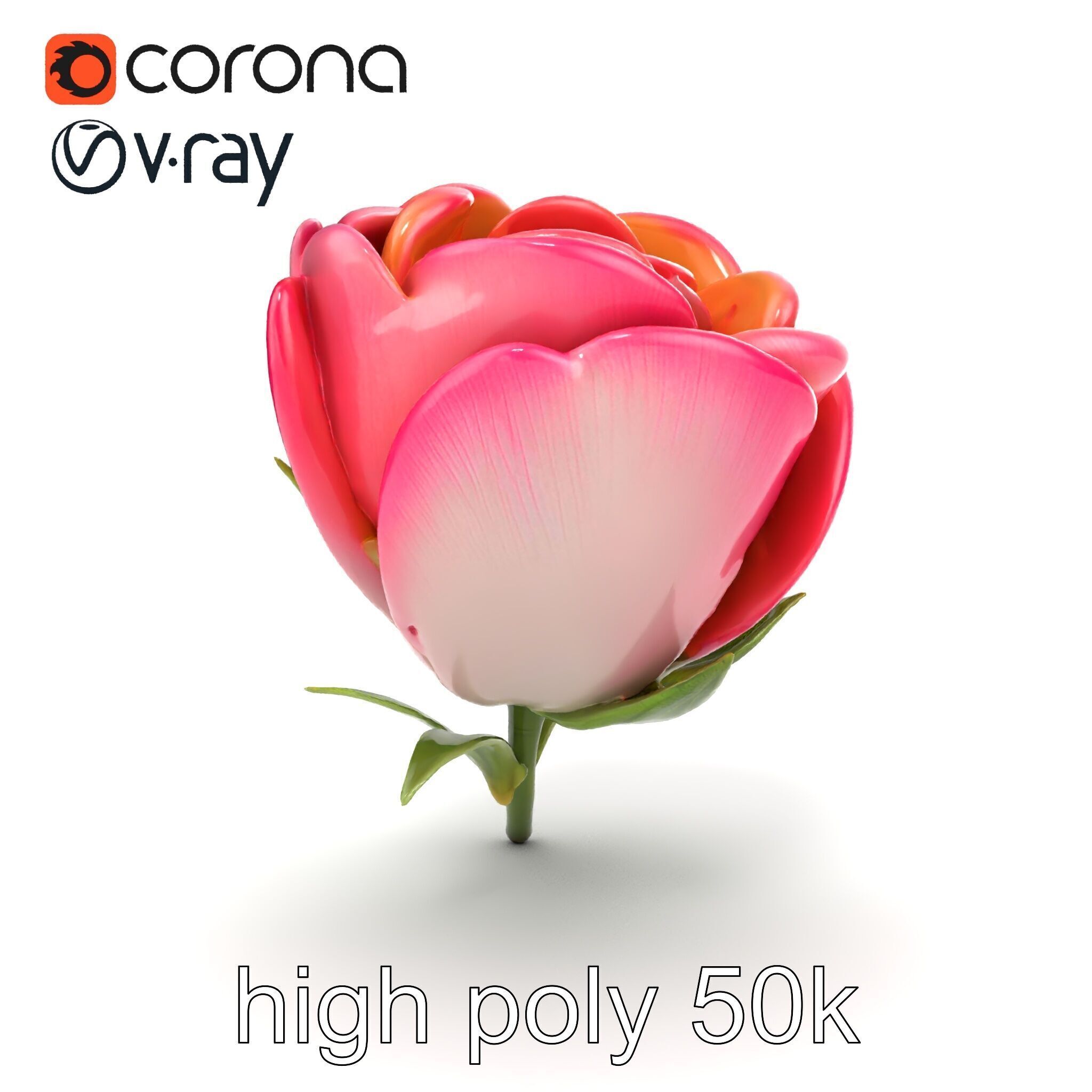 Elegant Gradient Flower 3D Sculpture Model Pack Low-poly 3D model_25
