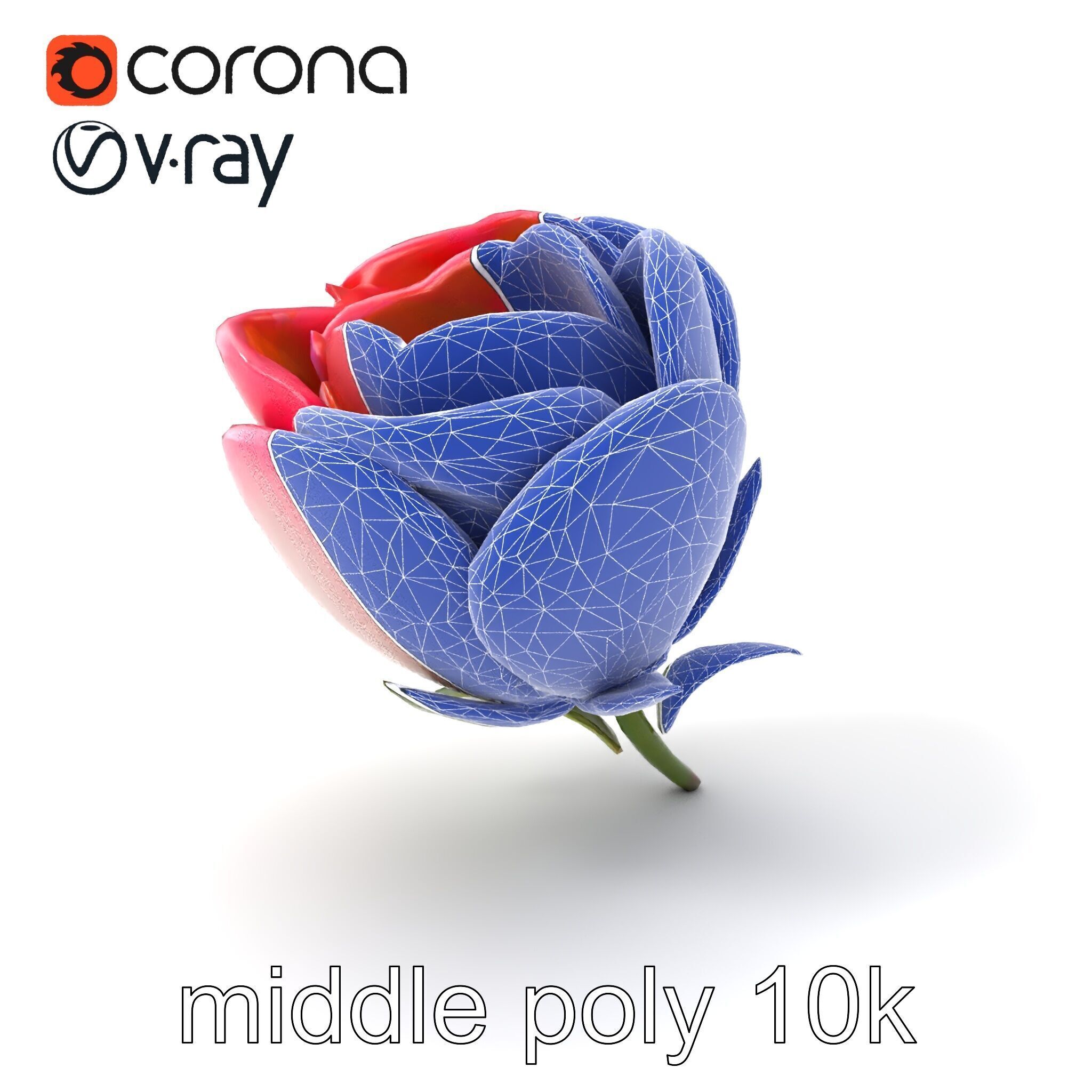Elegant Gradient Flower 3D Sculpture Model Pack Low-poly 3D model_5
