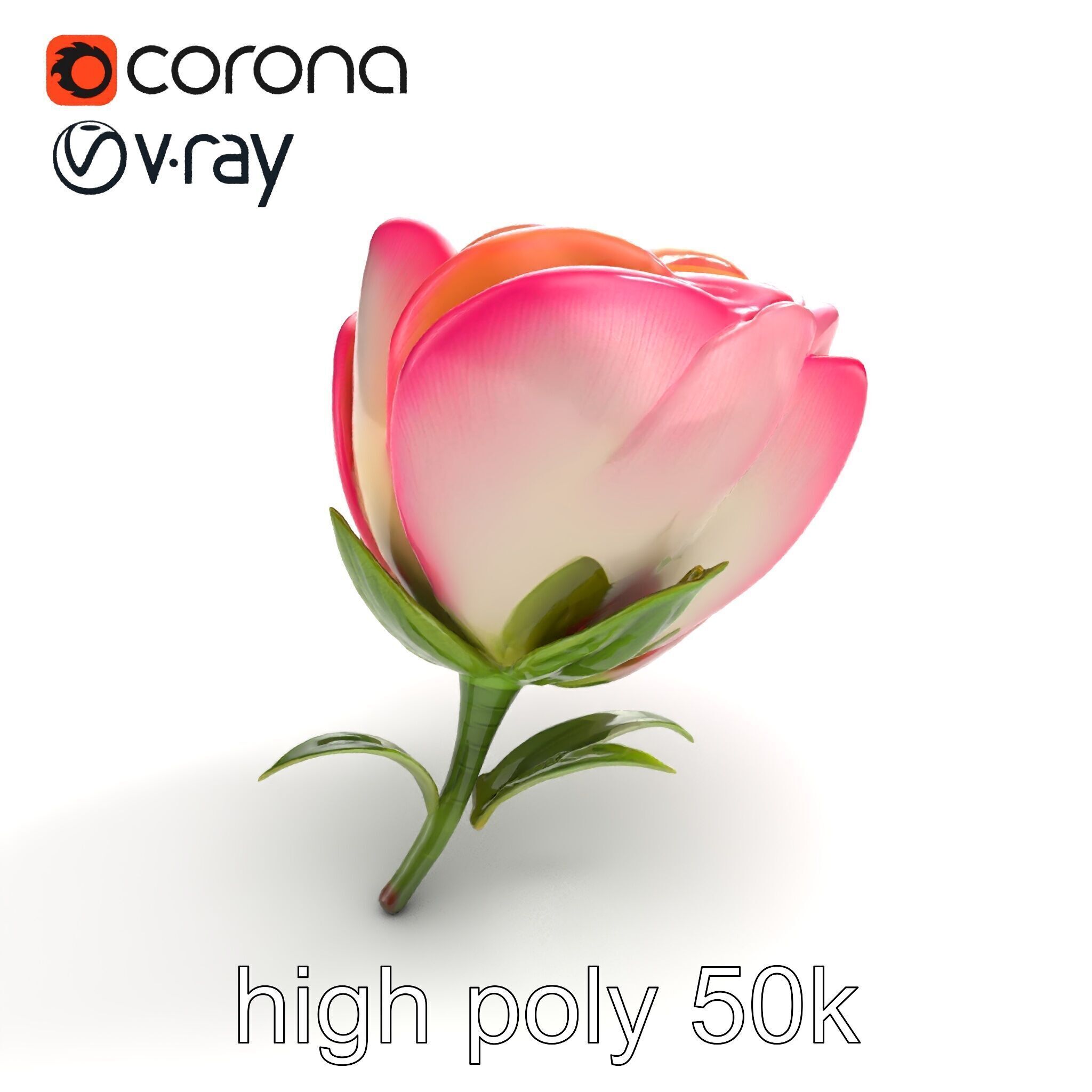 Elegant Gradient Flower 3D Sculpture Model Pack Low-poly 3D model_9