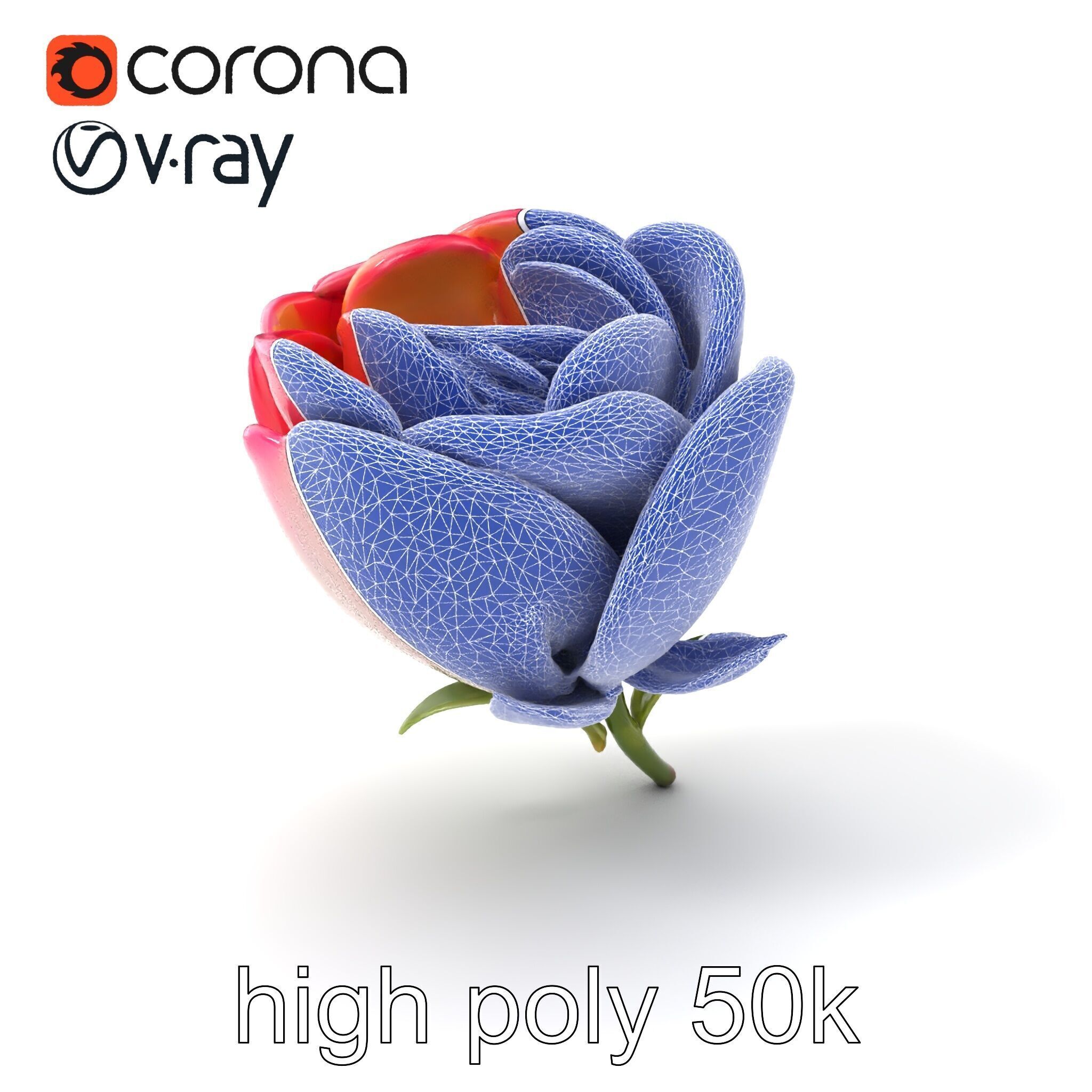 Elegant Gradient Flower 3D Sculpture Model Pack Low-poly 3D model_1