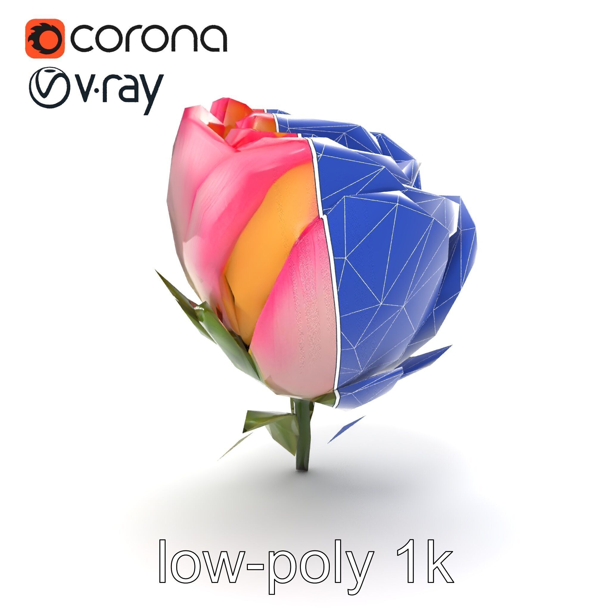 Elegant Gradient Flower 3D Sculpture Model Pack Low-poly 3D model_12