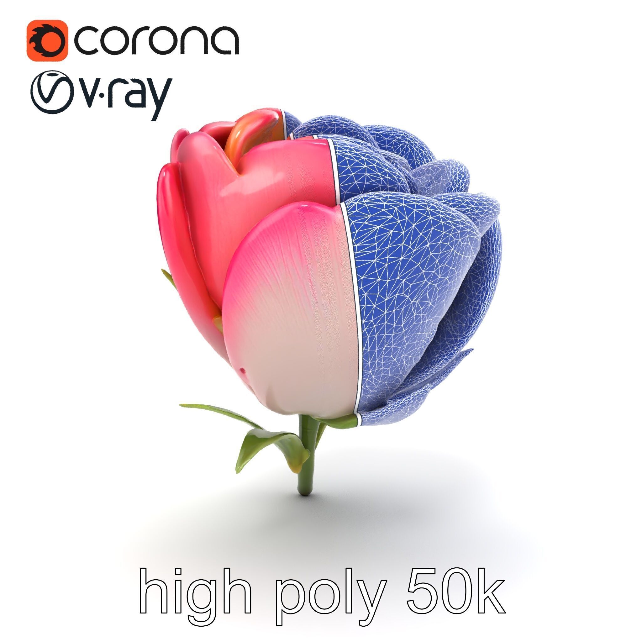 Elegant Gradient Flower 3D Sculpture Model Pack Low-poly 3D model_28