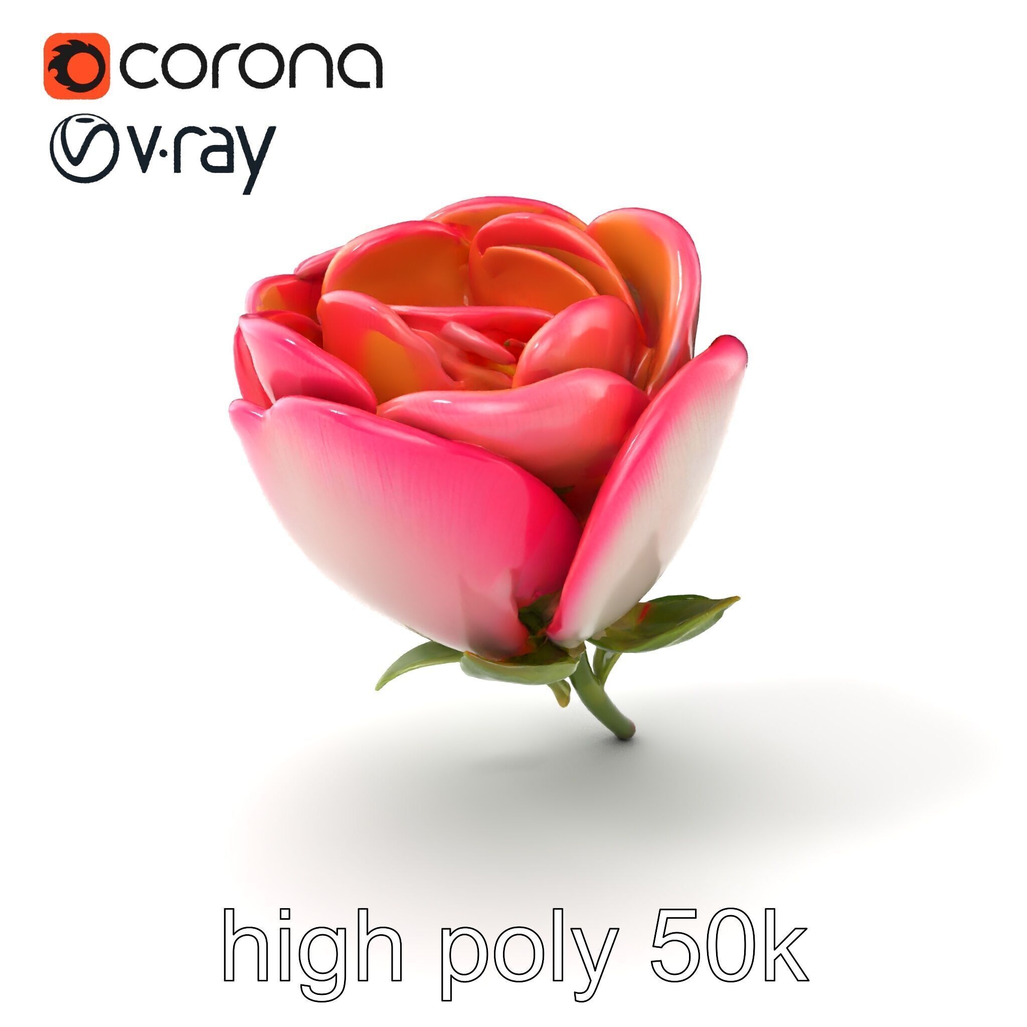 Elegant Gradient Flower 3D Sculpture Model Pack Low-poly 3D model_2