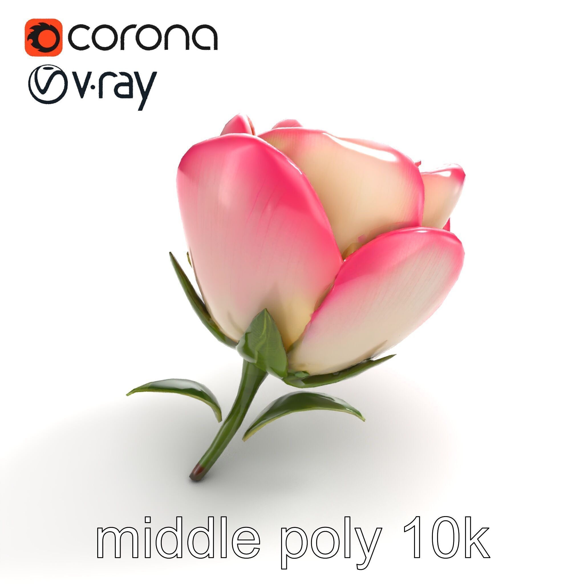 Elegant Gradient Flower 3D Sculpture Model Pack Low-poly 3D model_7
