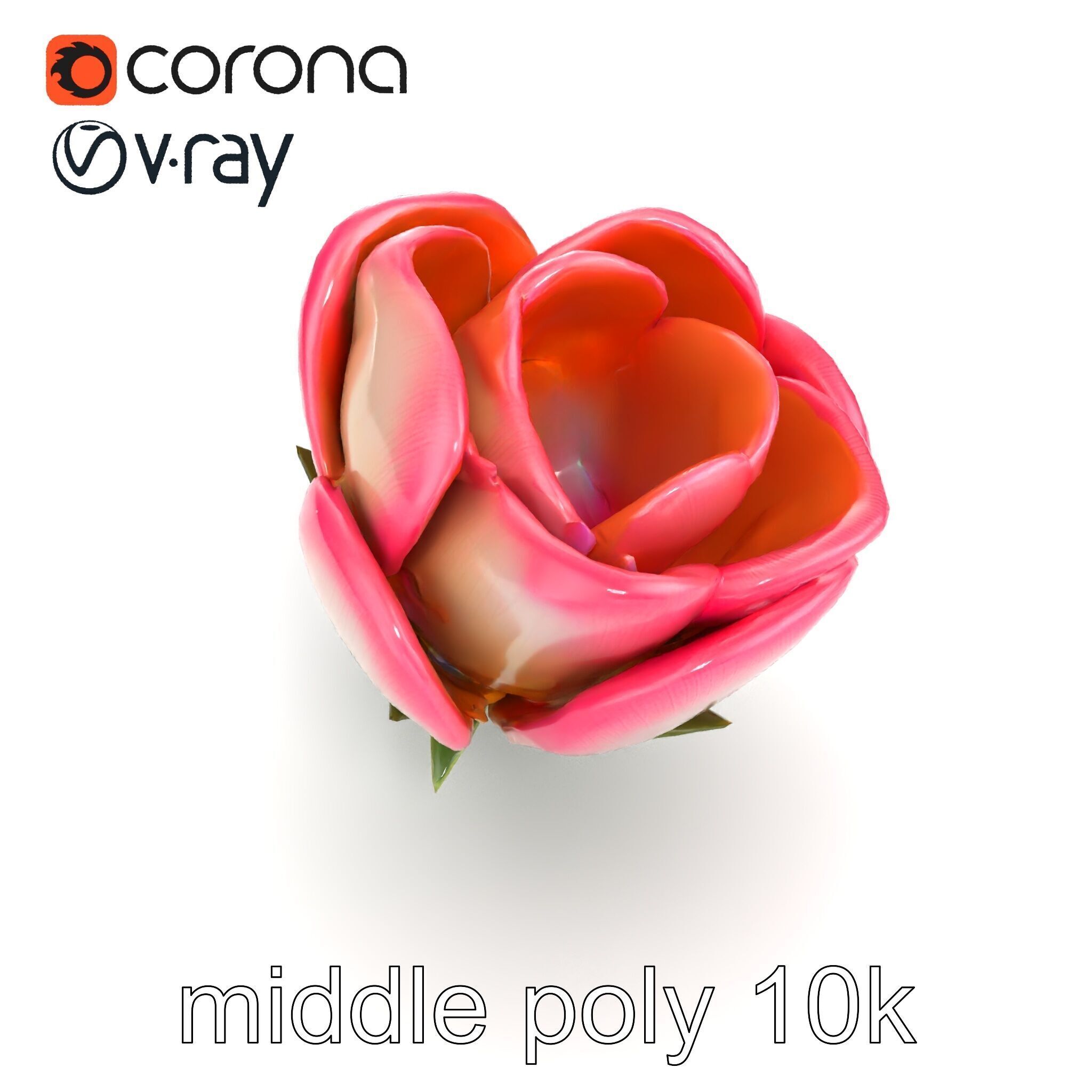 Elegant Gradient Flower 3D Sculpture Model Pack Low-poly 3D model_19
