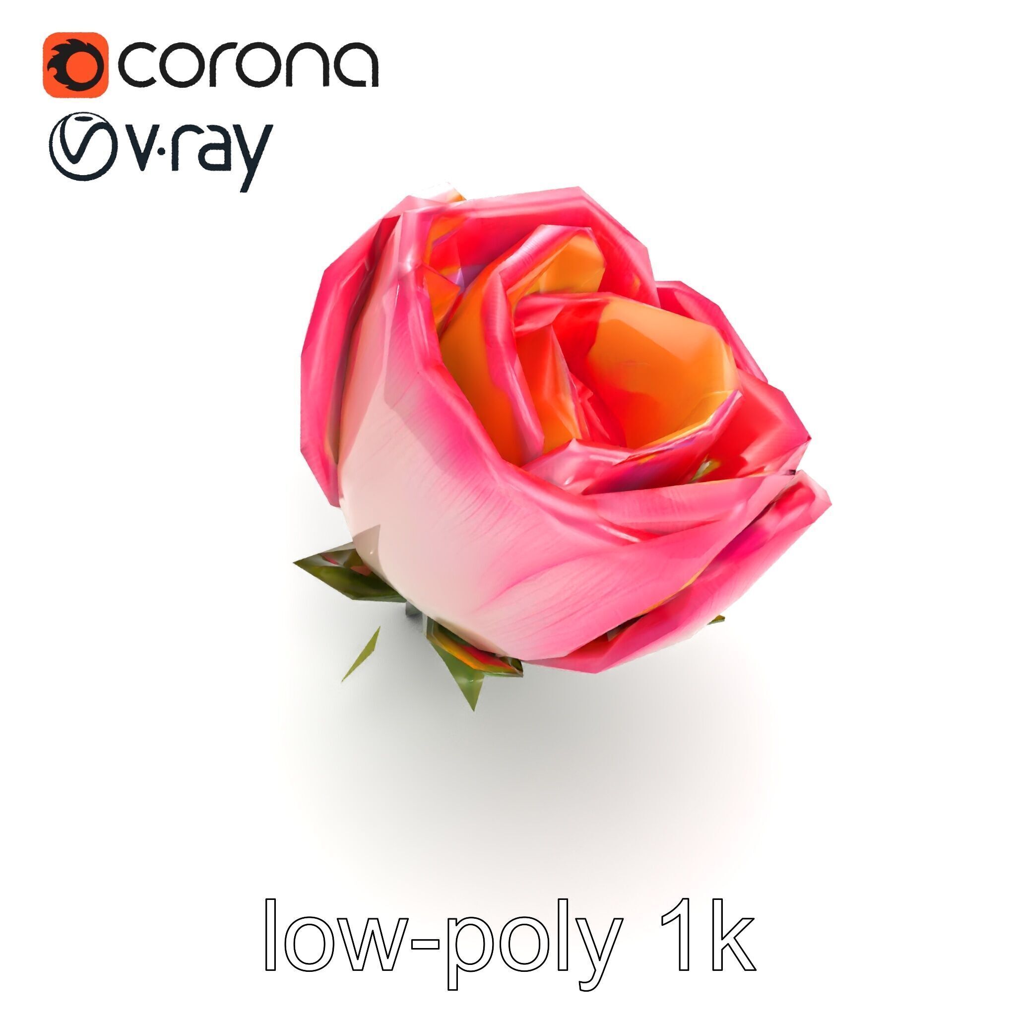 Elegant Gradient Flower 3D Sculpture Model Pack Low-poly 3D model_13