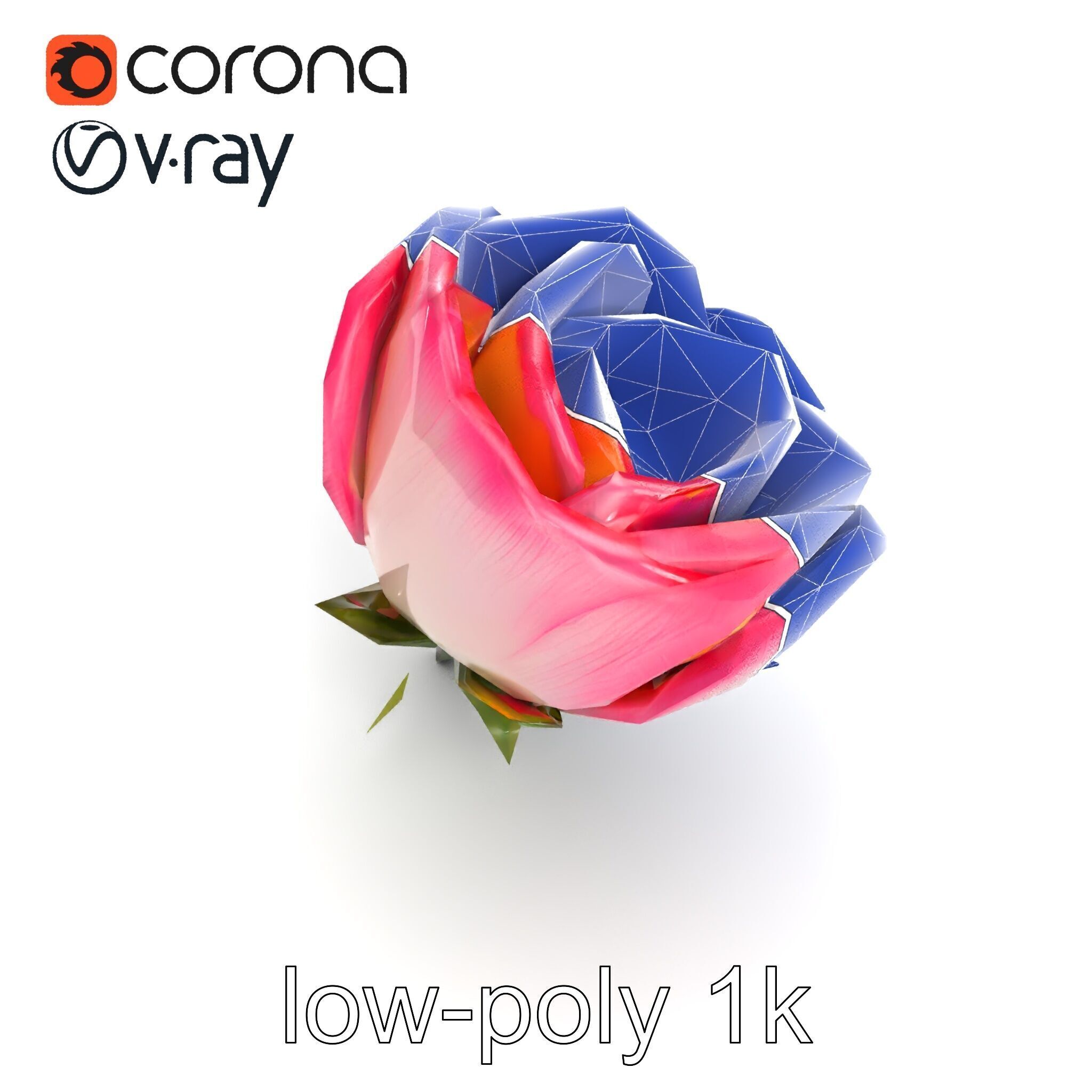 Elegant Gradient Flower 3D Sculpture Model Pack Low-poly 3D model_22