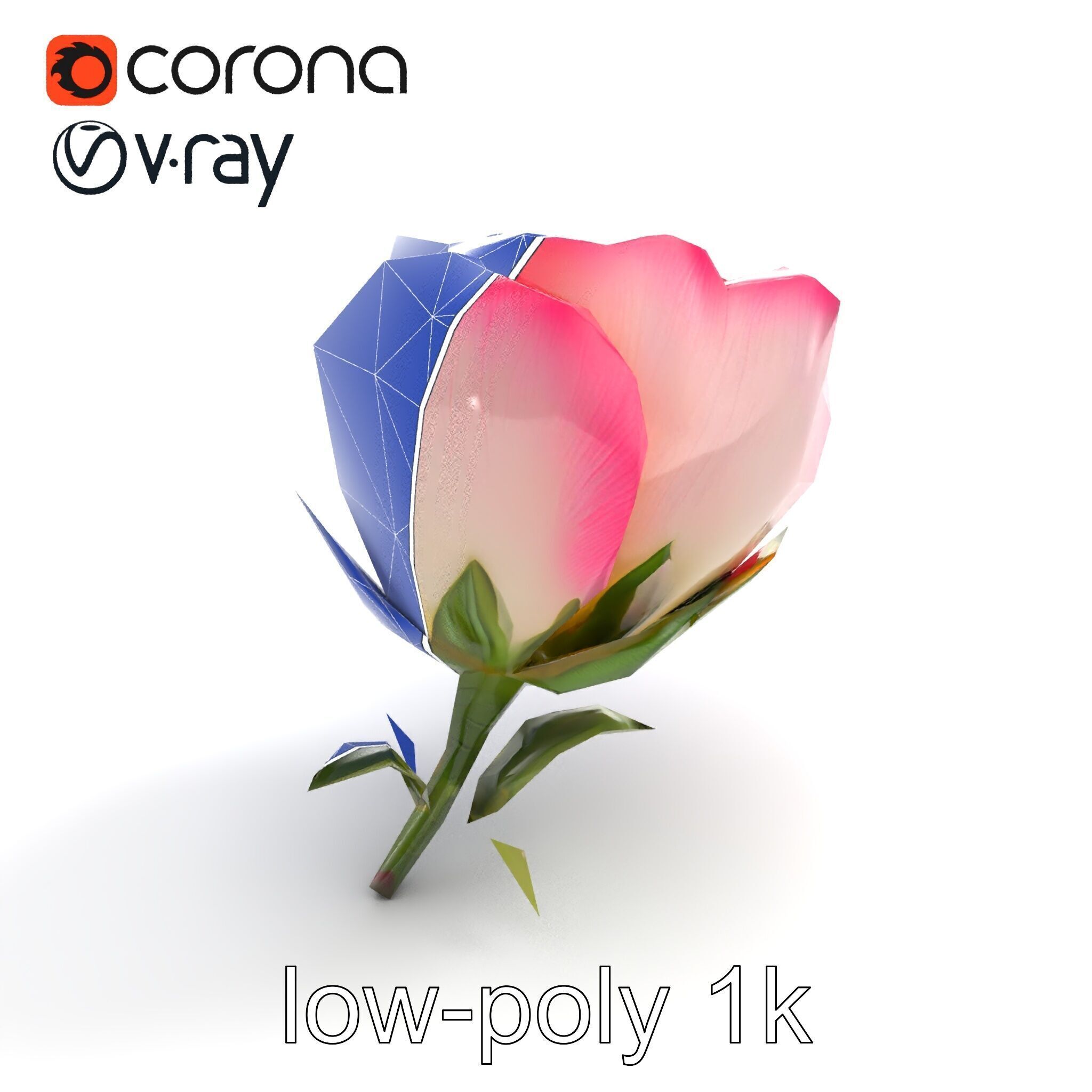 Elegant Gradient Flower 3D Sculpture Model Pack Low-poly 3D model_14