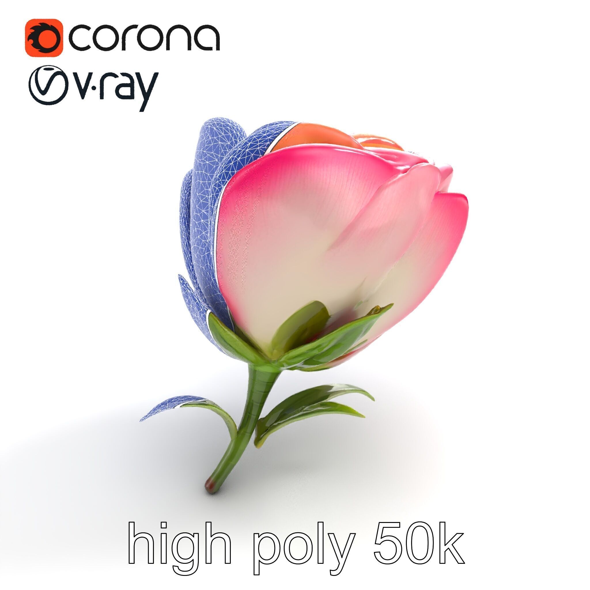 Elegant Gradient Flower 3D Sculpture Model Pack Low-poly 3D model_17