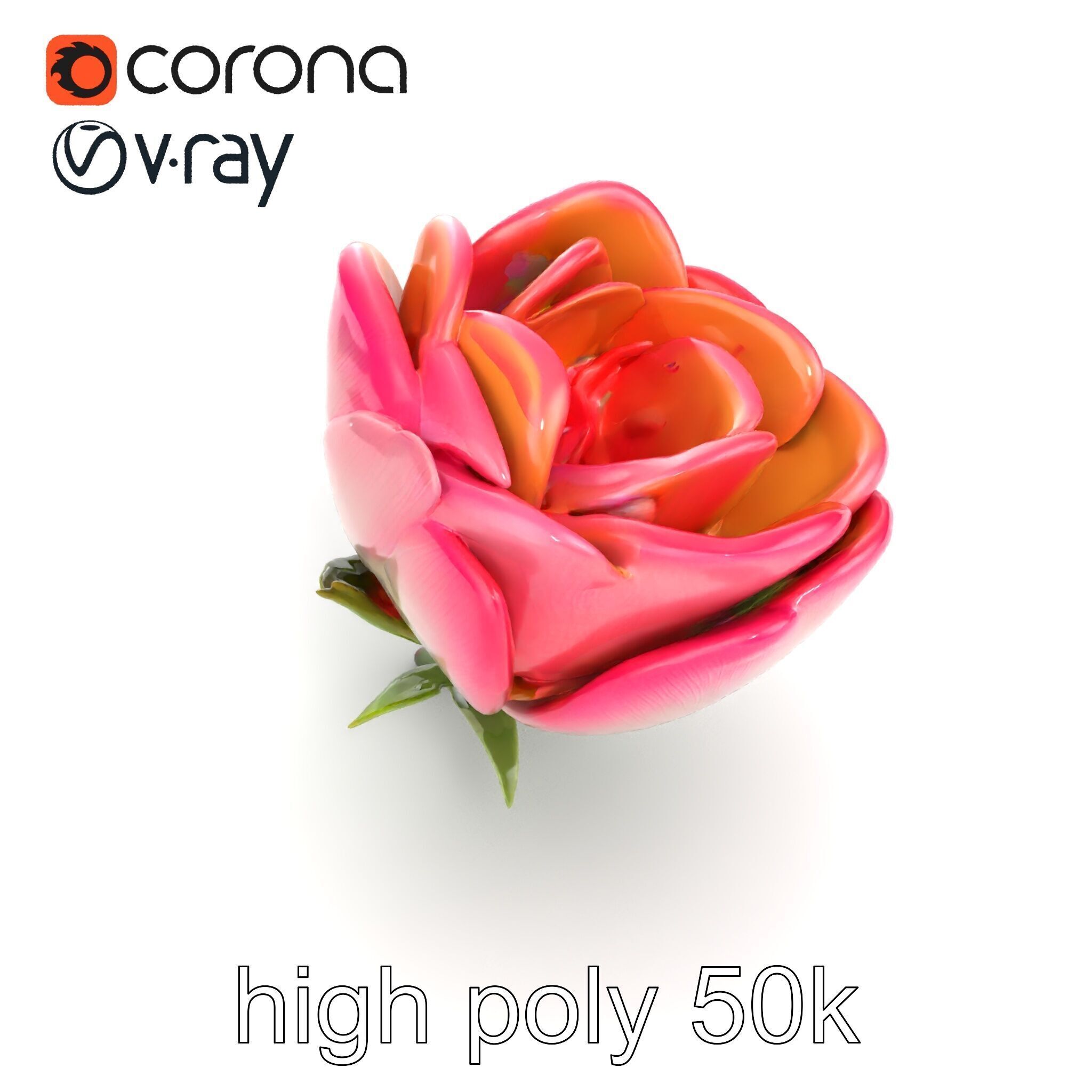 Elegant Gradient Flower 3D Sculpture Model Pack Low-poly 3D model_23