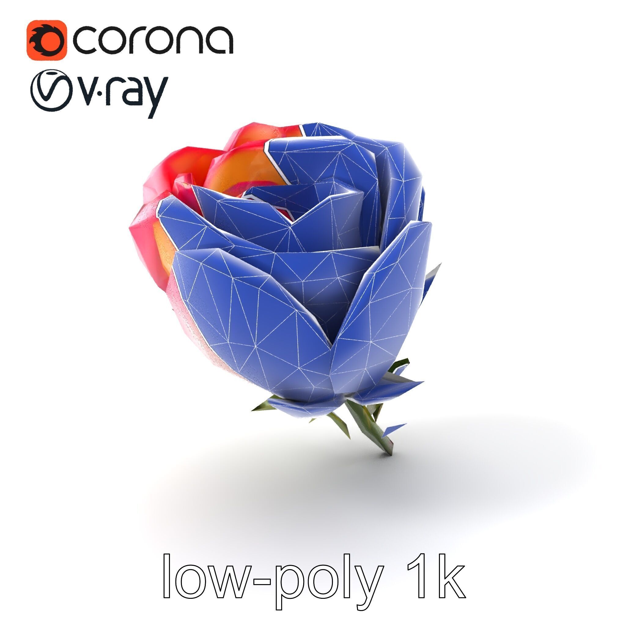 Elegant Gradient Flower 3D Sculpture Model Pack Low-poly 3D model_6