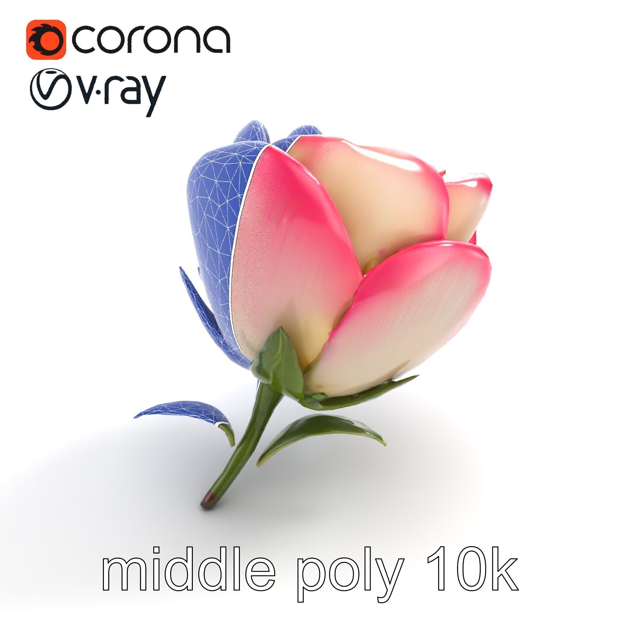 Elegant Gradient Flower 3D Sculpture Model Pack Low-poly 3D model_10