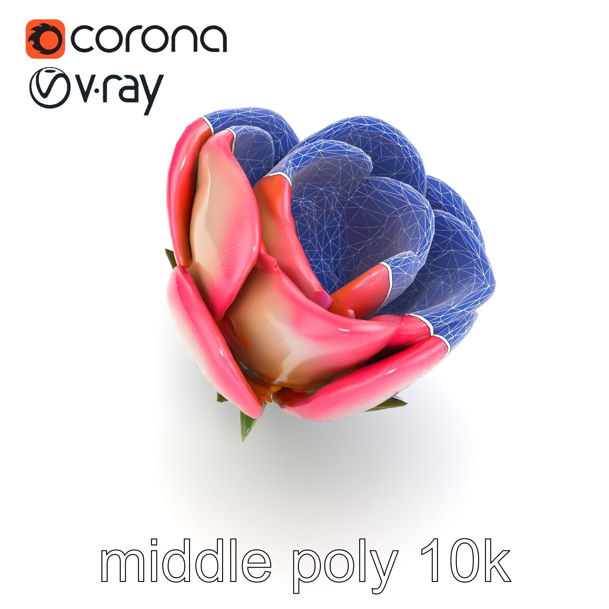 Elegant Gradient Flower 3D Sculpture Model Pack Low-poly 3D model_26