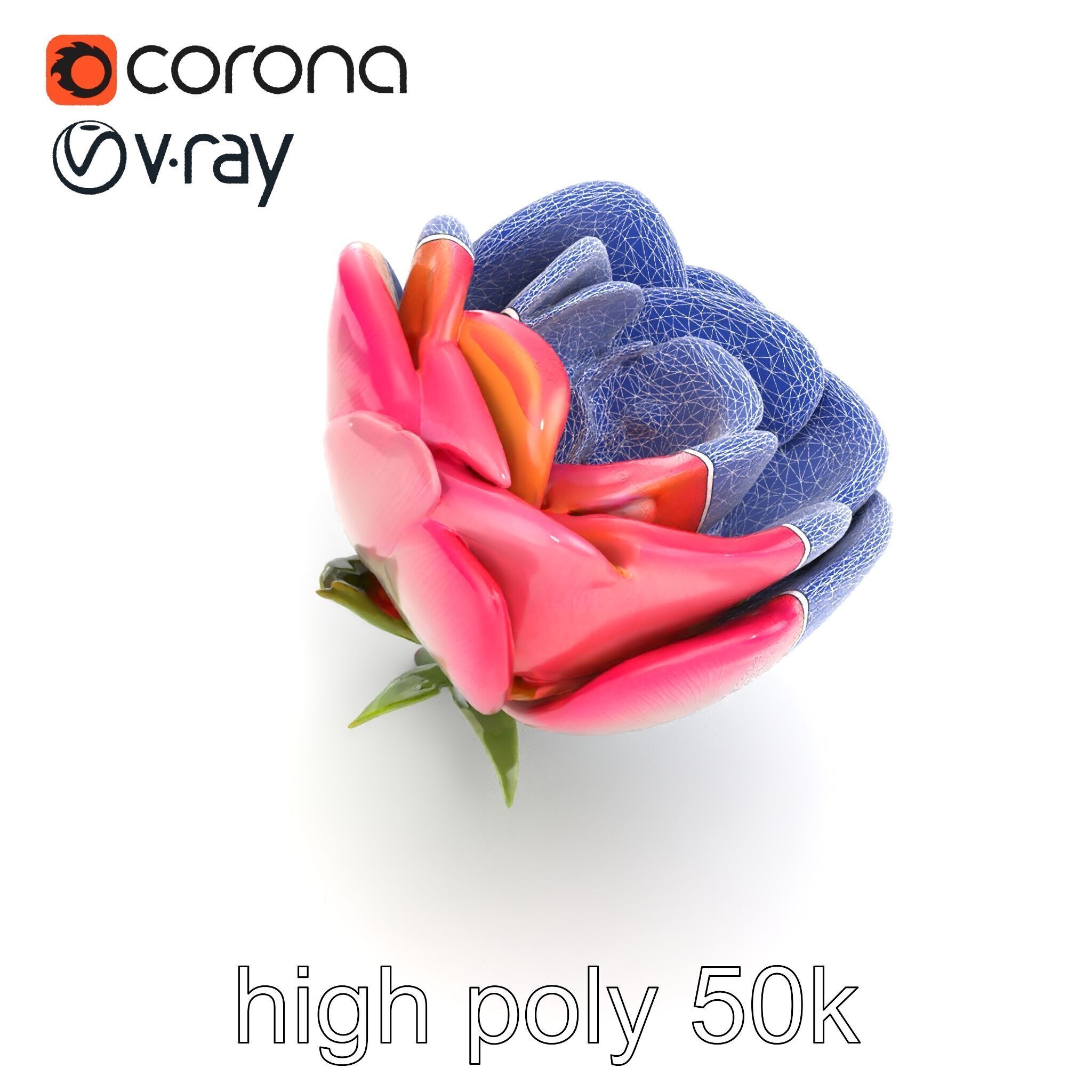 Elegant Gradient Flower 3D Sculpture Model Pack Low-poly 3D model_27