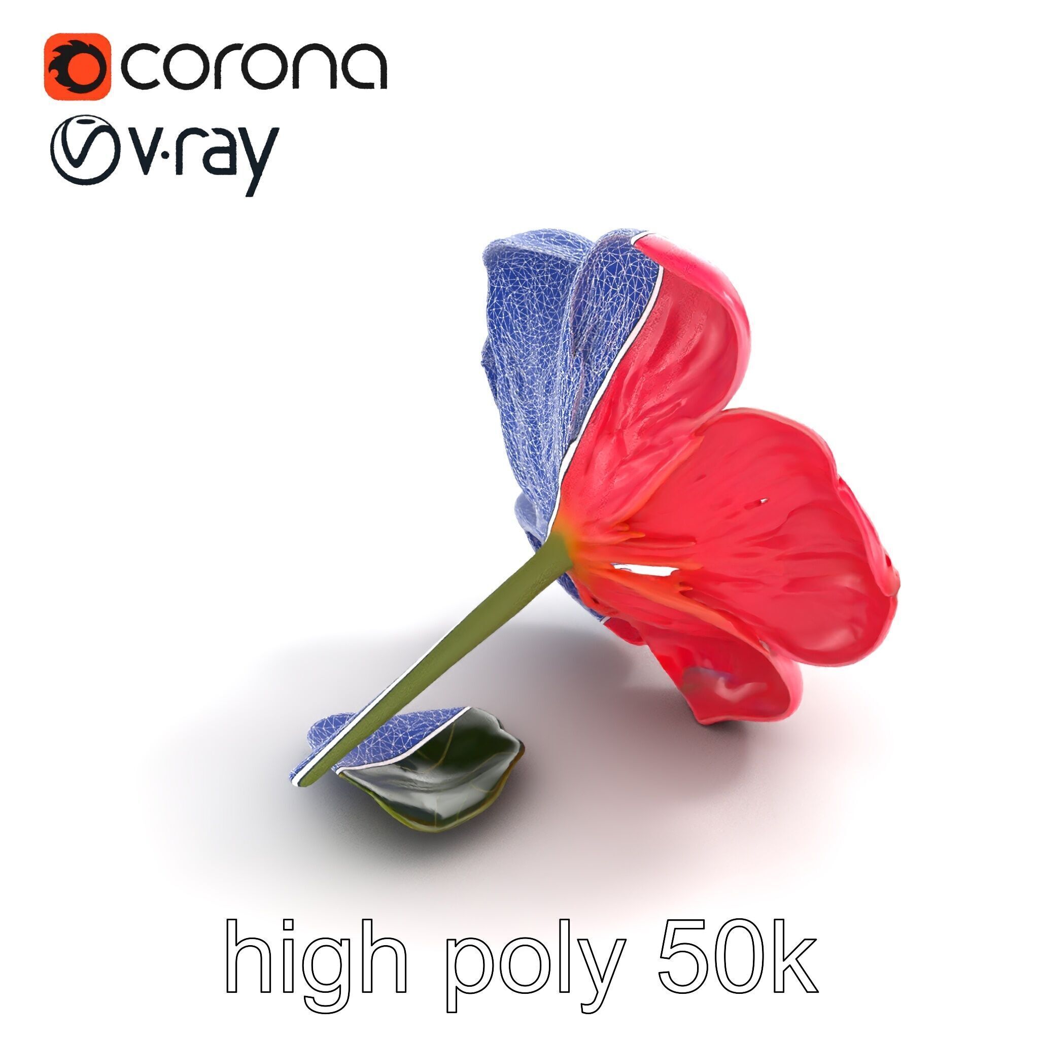 Delicate Pink Blossom Flower model pack Low-poly 3D model_11