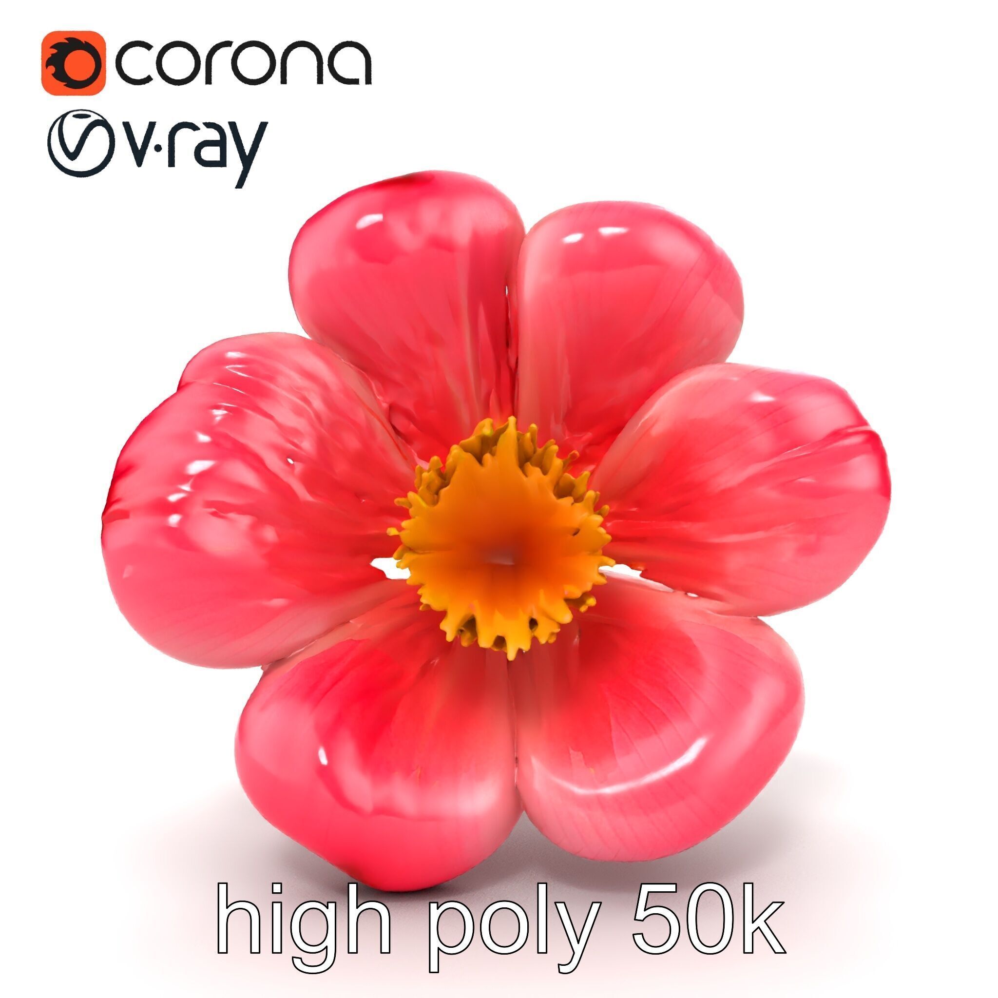 Delicate Pink Blossom Flower model pack Low-poly 3D model_20