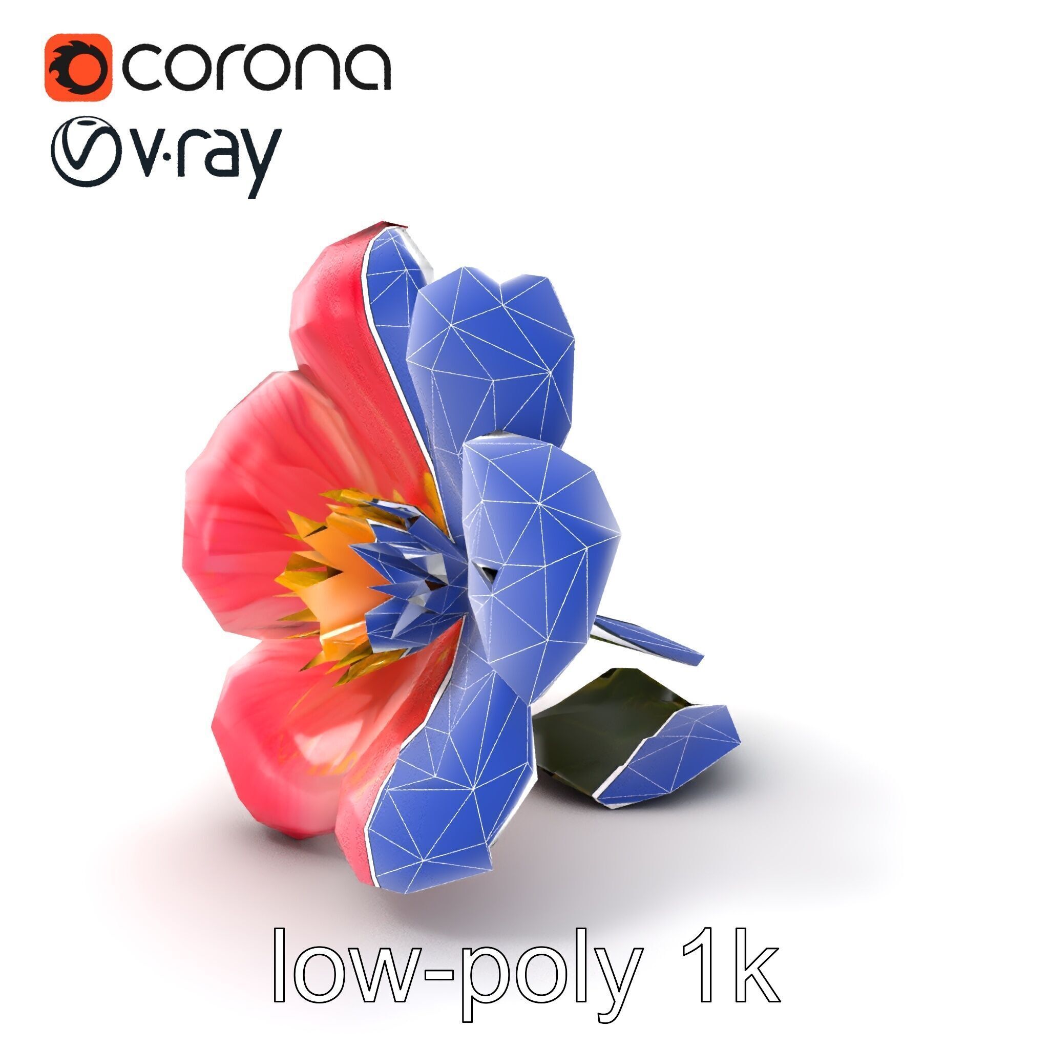 Delicate Pink Blossom Flower model pack Low-poly 3D model_7