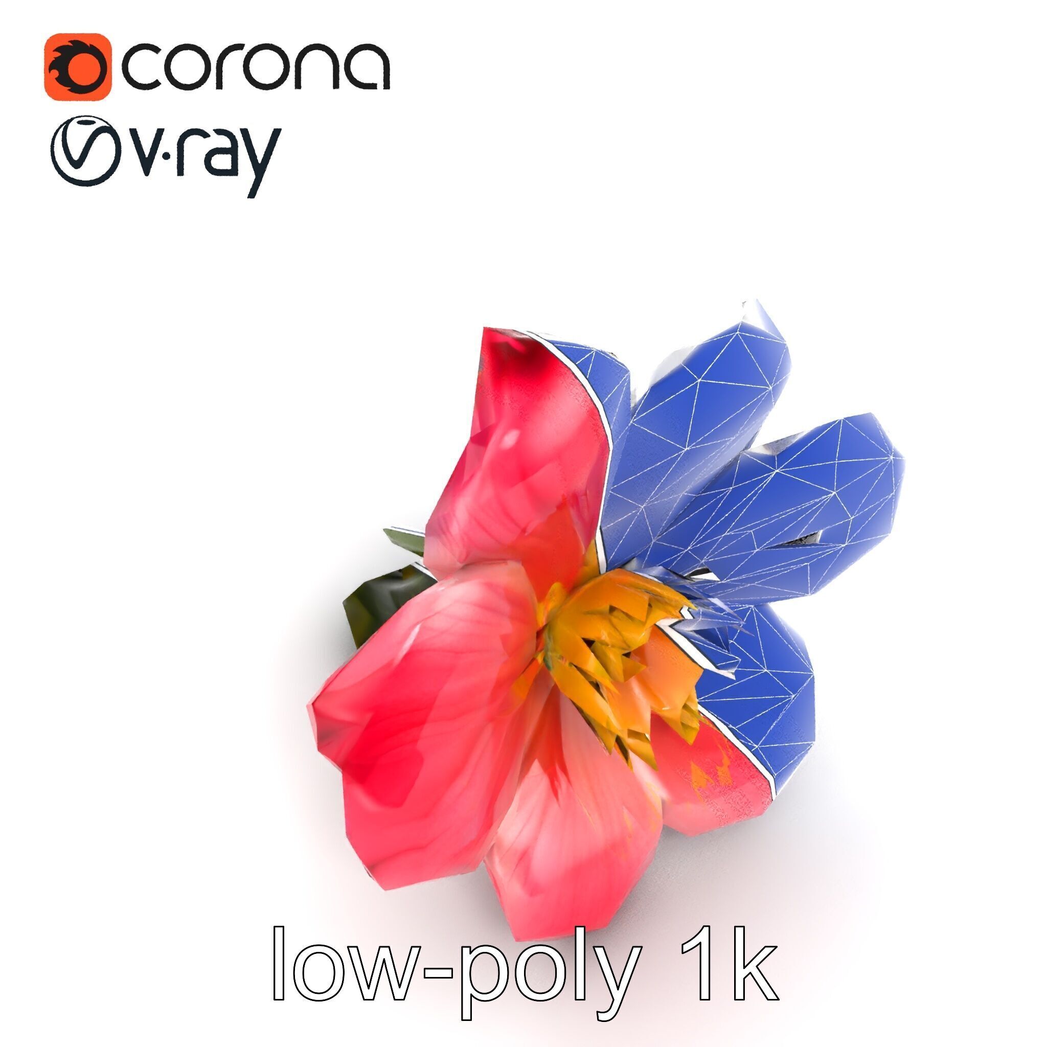 Delicate Pink Blossom Flower model pack Low-poly 3D model_18