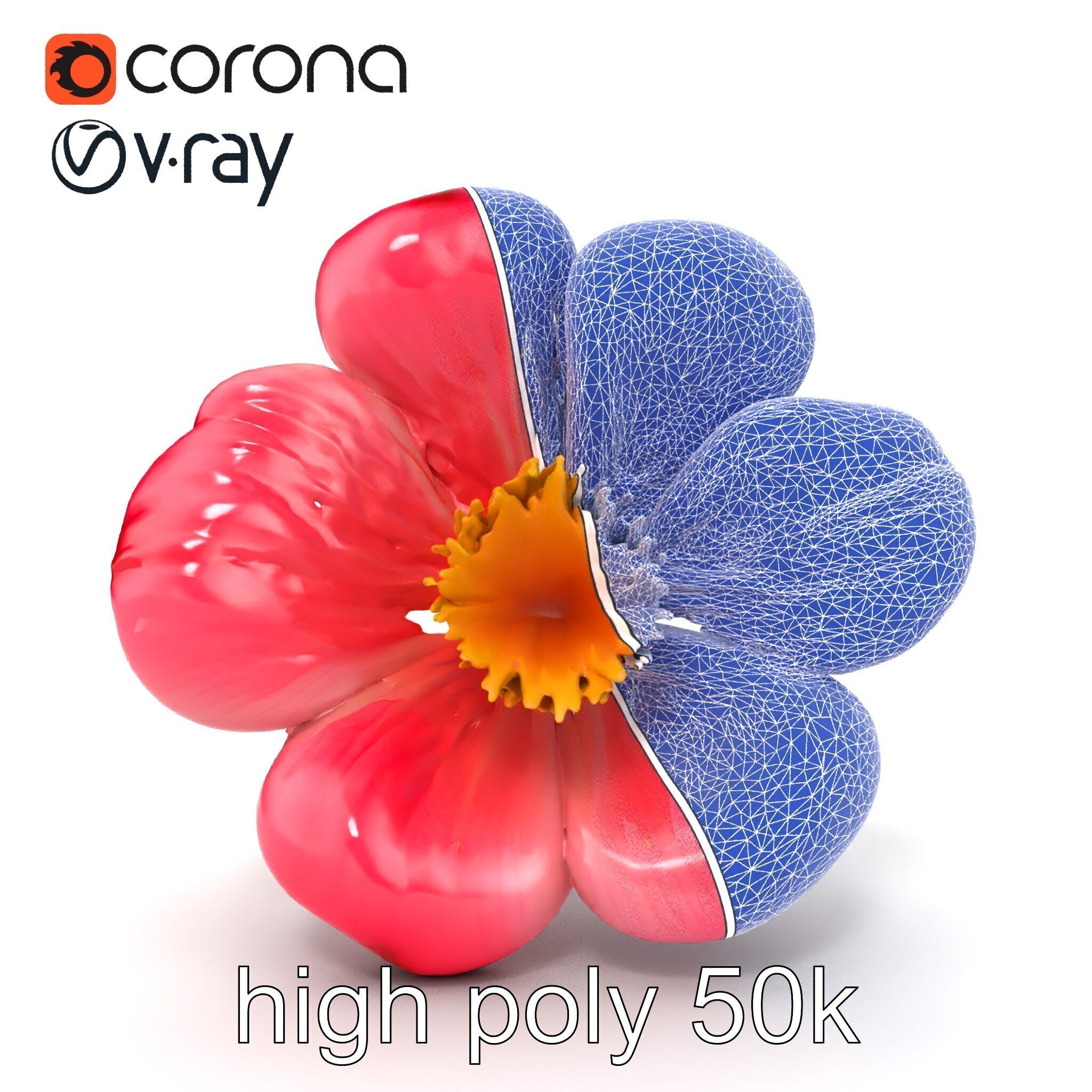 Delicate Pink Blossom Flower model pack Low-poly 3D model_22