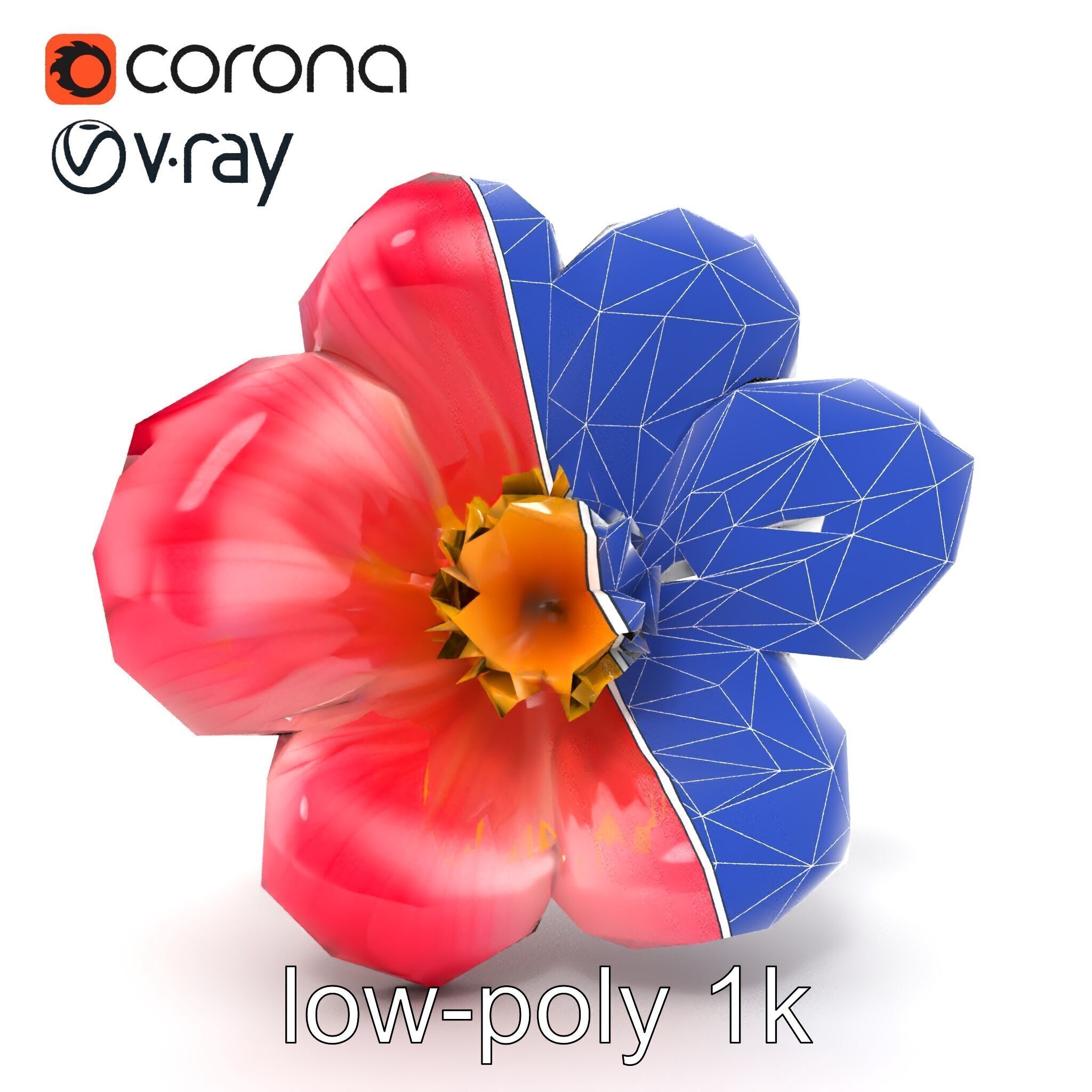 Delicate Pink Blossom Flower model pack Low-poly 3D model_31