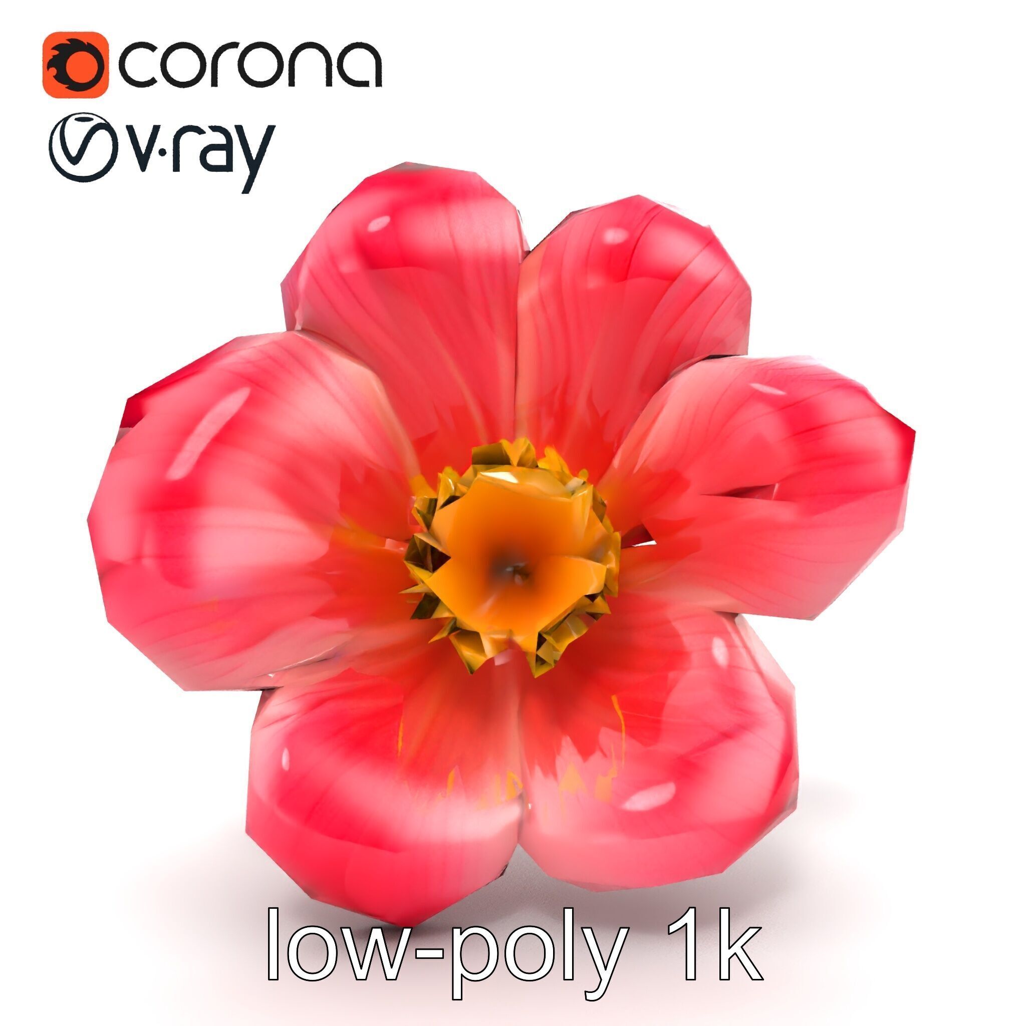 Delicate Pink Blossom Flower model pack Low-poly 3D model_21