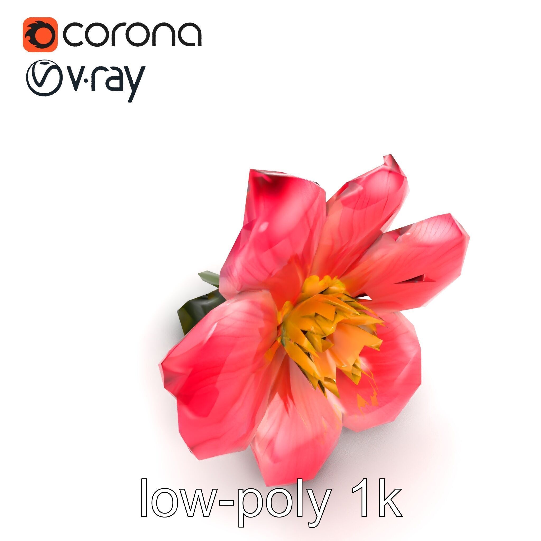 Delicate Pink Blossom Flower model pack Low-poly 3D model_15