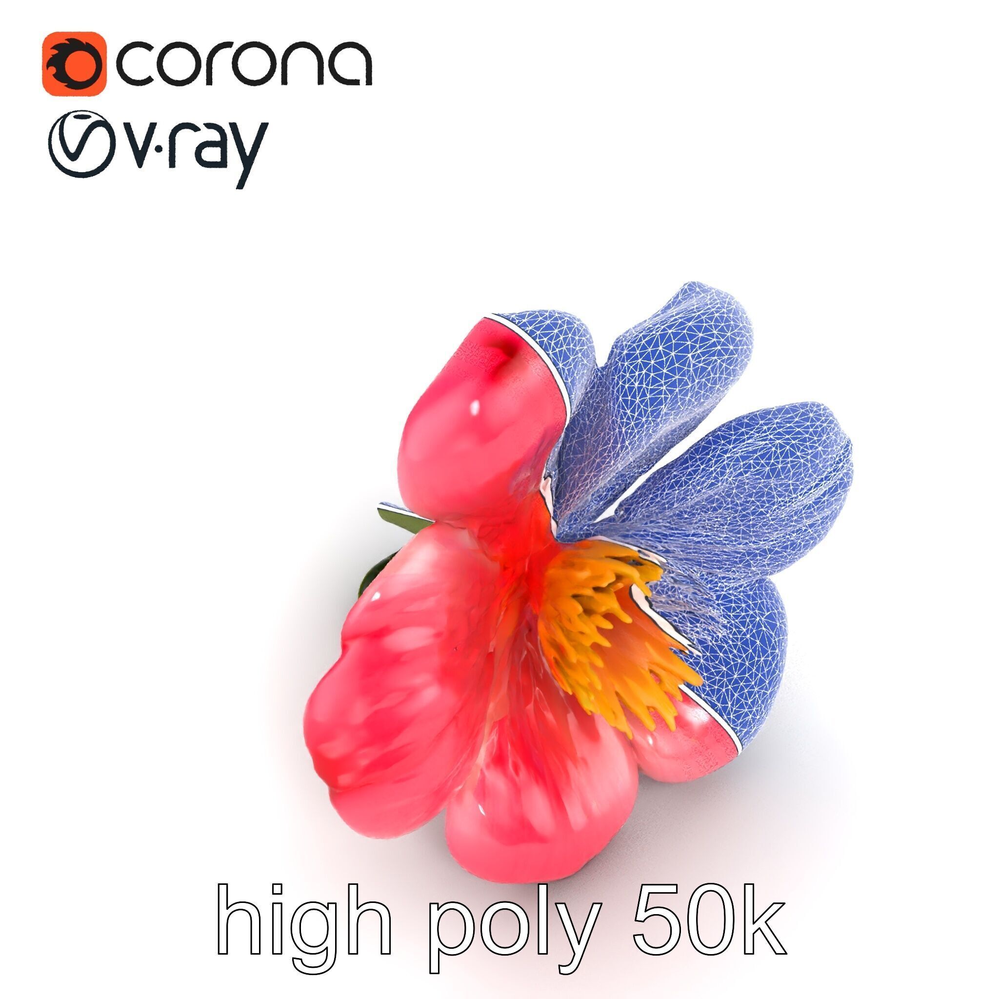 Delicate Pink Blossom Flower model pack Low-poly 3D model_29