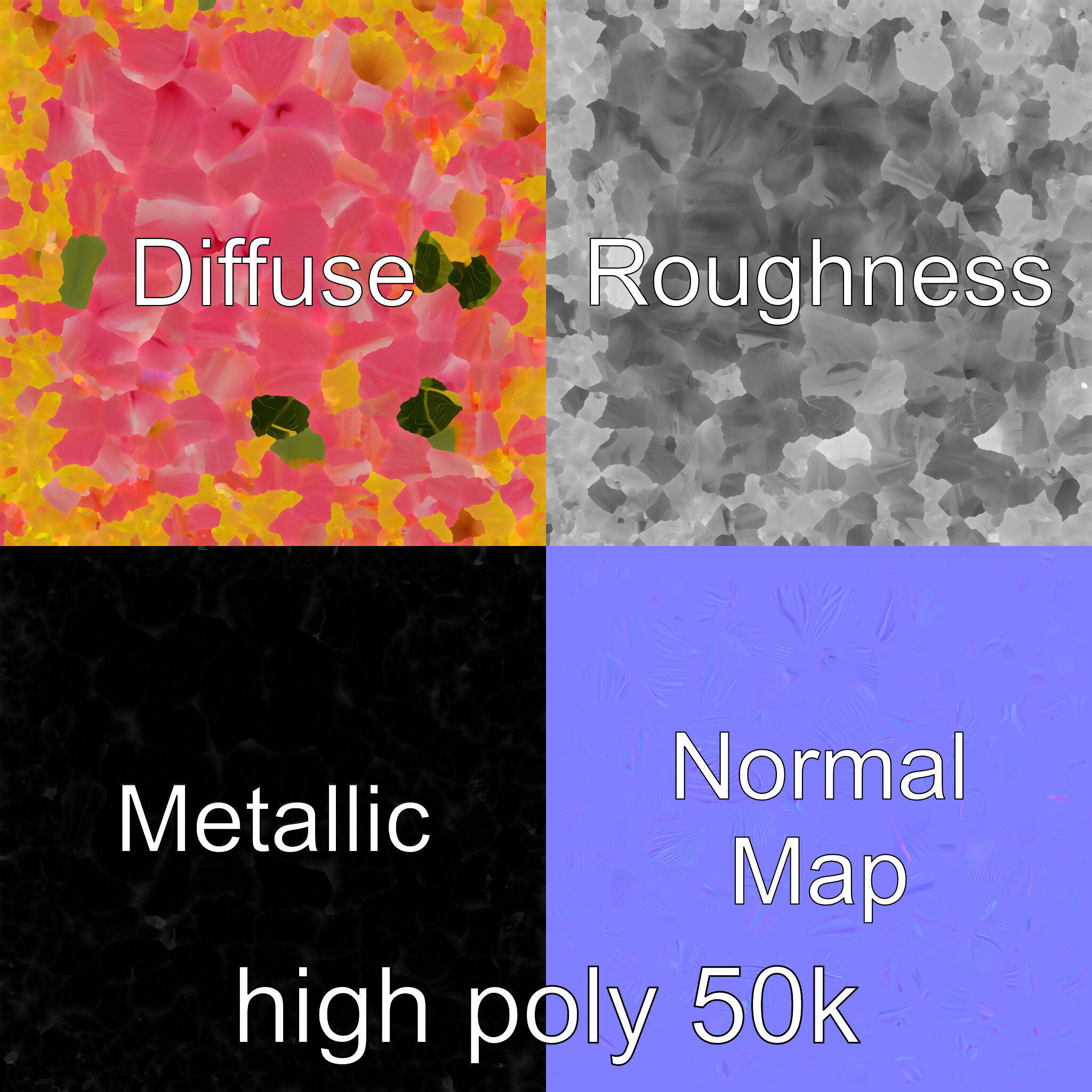 Delicate Pink Blossom Flower model pack Low-poly 3D model_3