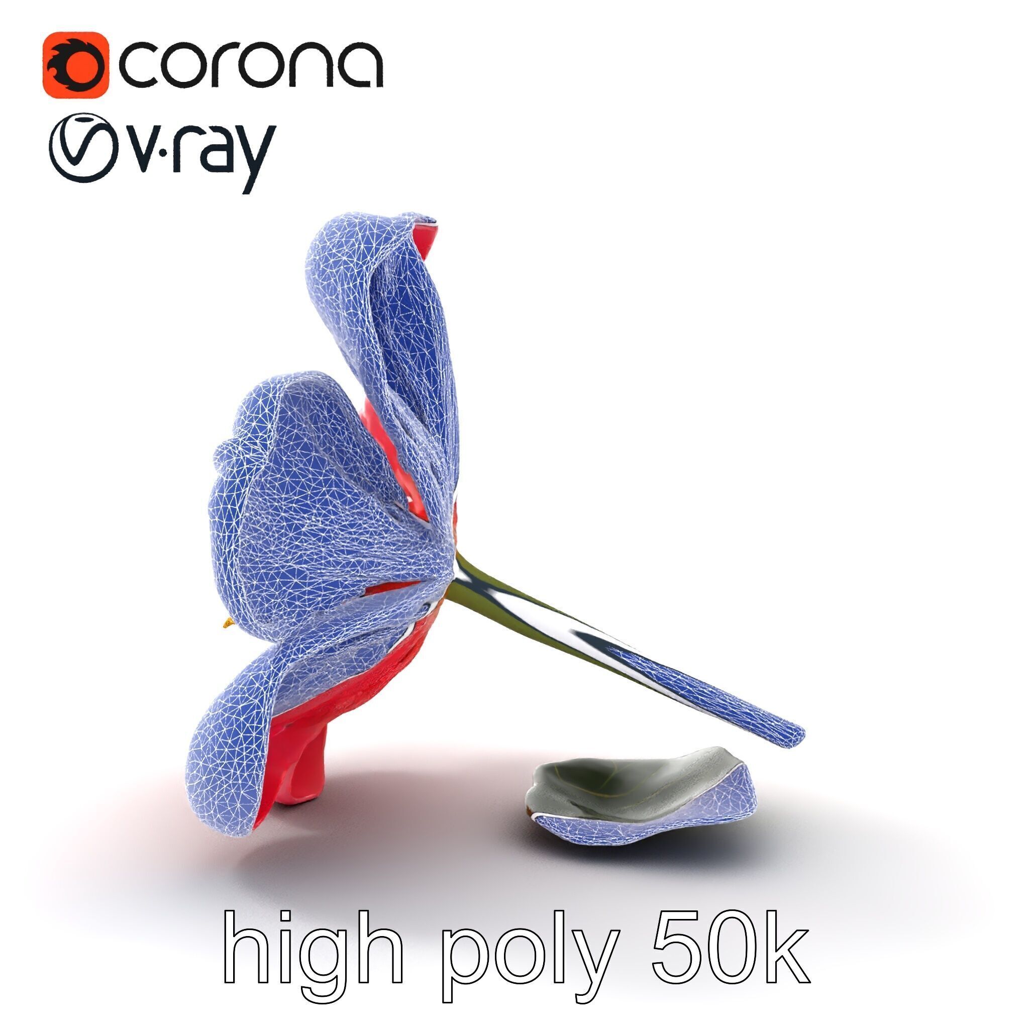 Delicate Pink Blossom Flower model pack Low-poly 3D model_30