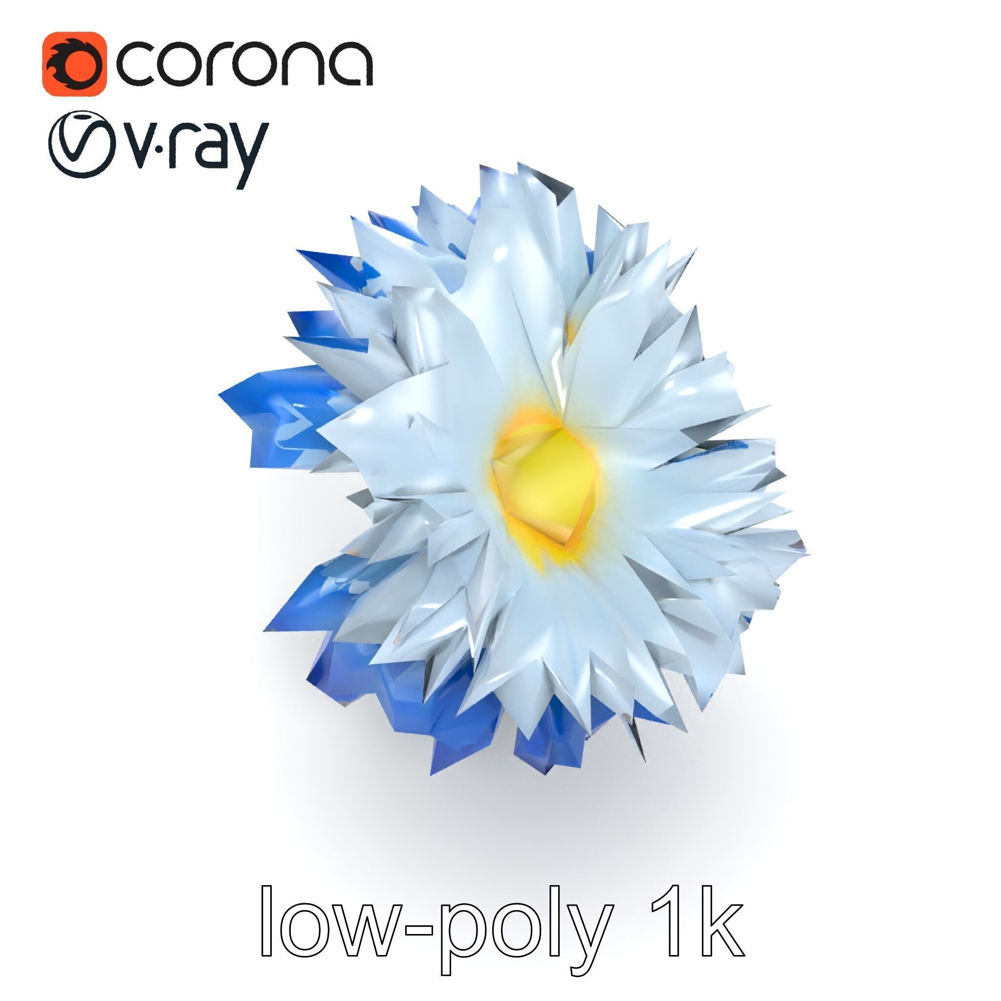 Bicolor Cornflower Realistic Flower model pack Low-poly 3D model_19