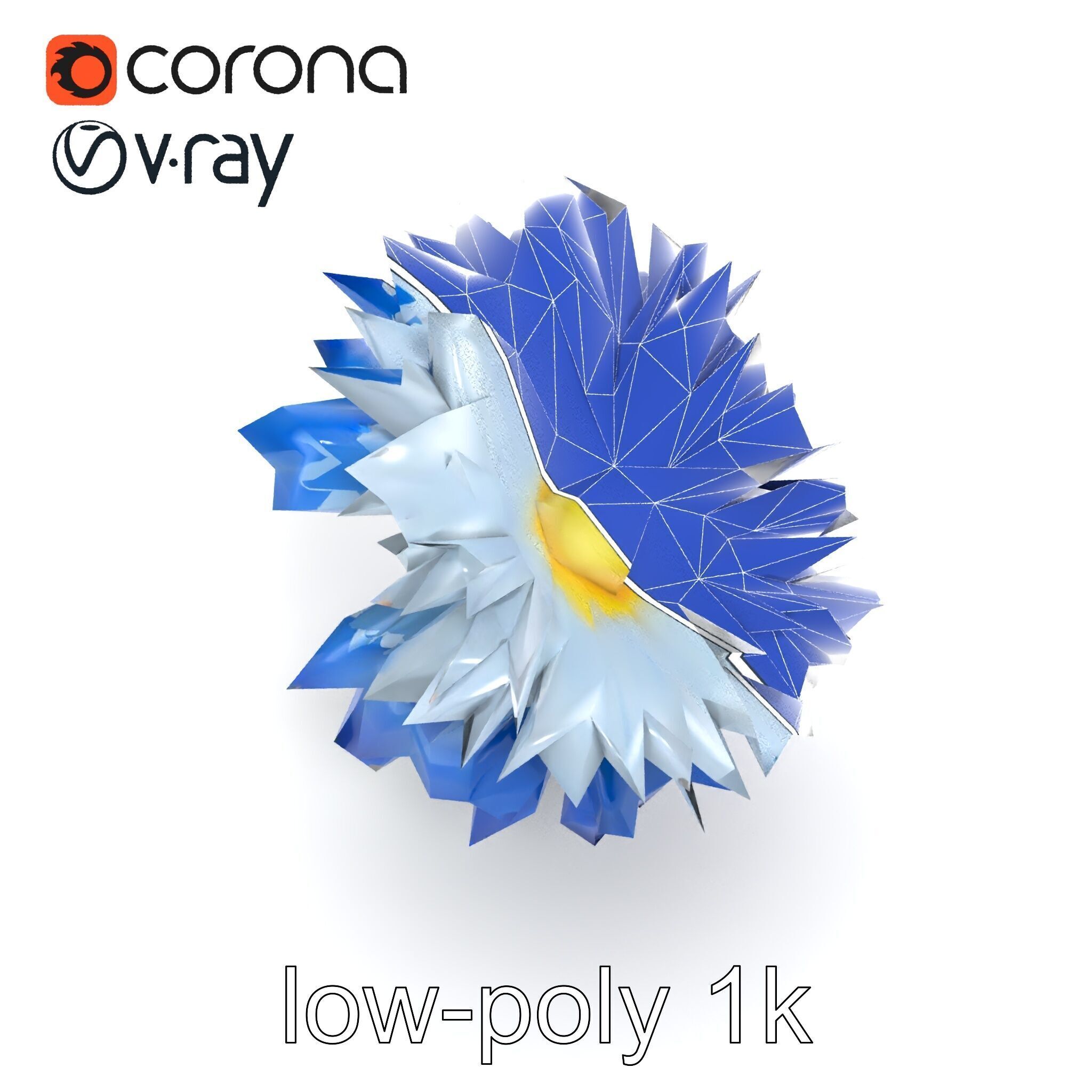 Bicolor Cornflower Realistic Flower model pack Low-poly 3D model_17
