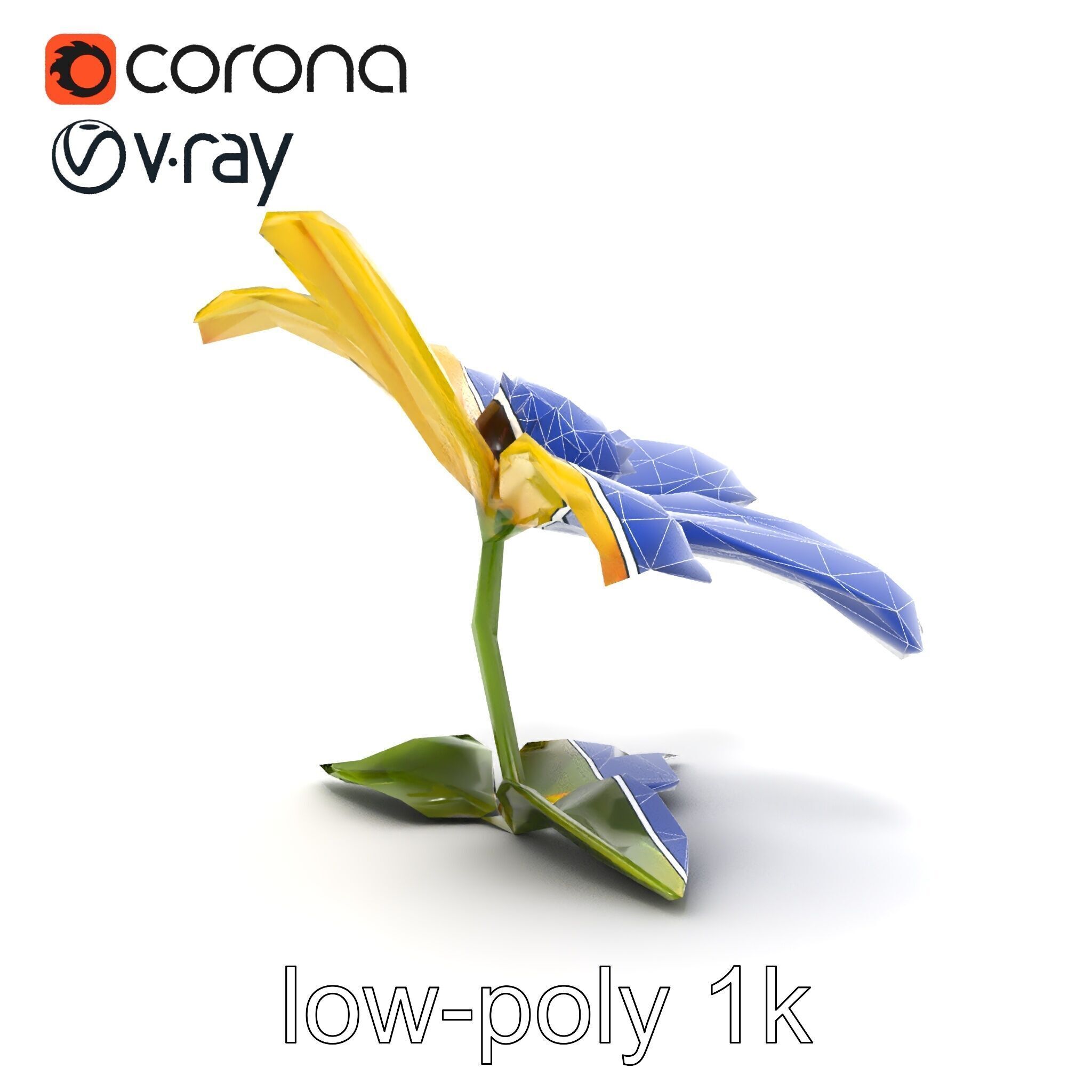 Bright Yellow Petal Flower Realistic model pack Low-poly 3D model_14