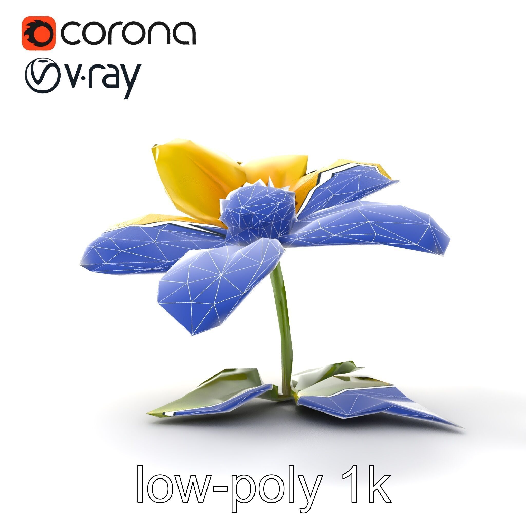 Bright Yellow Petal Flower Realistic model pack Low-poly 3D model_17